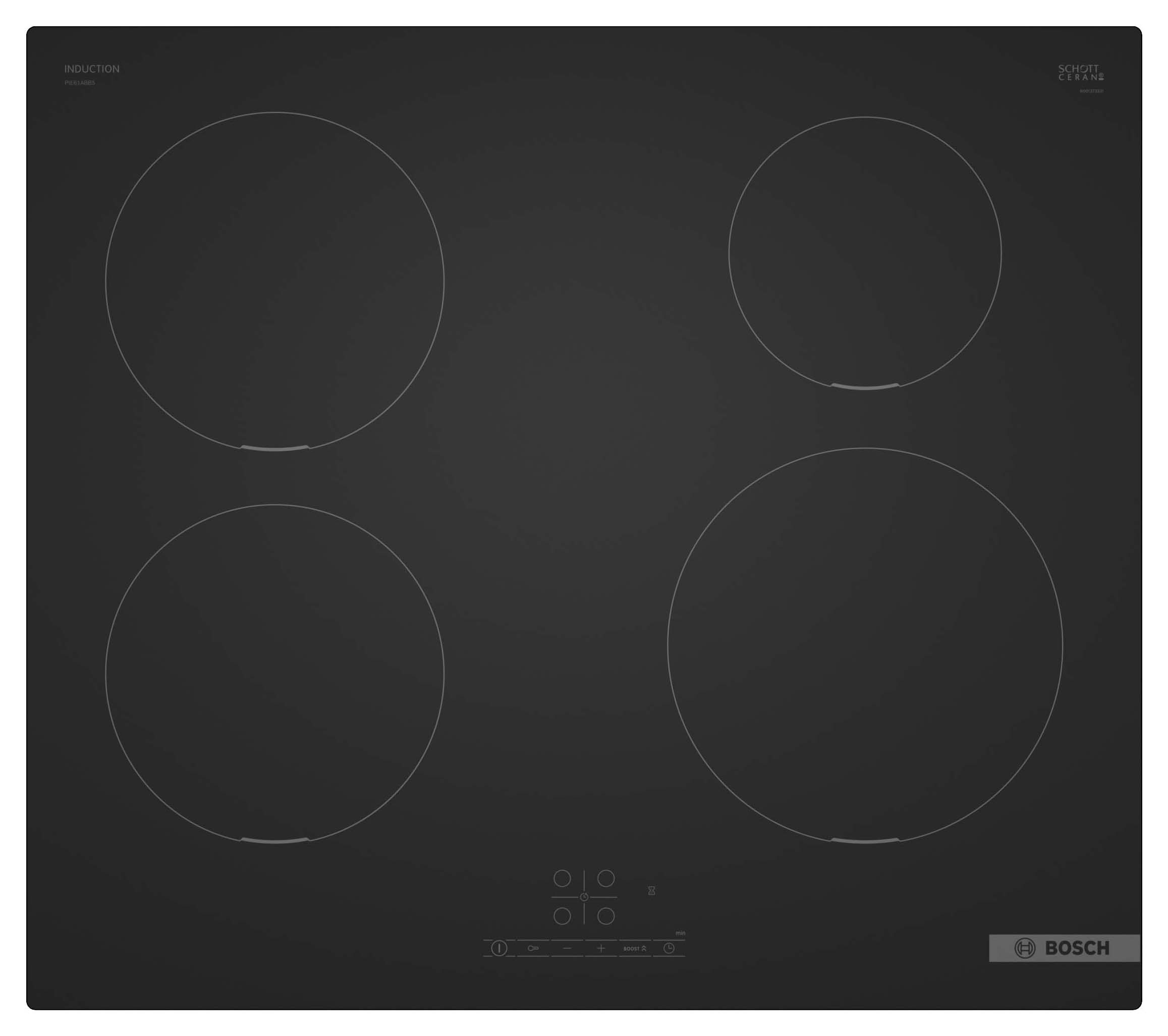 Bosch PIE61ABB5E Series 4 Matt Black 60cm Induction Hob - Matt Black