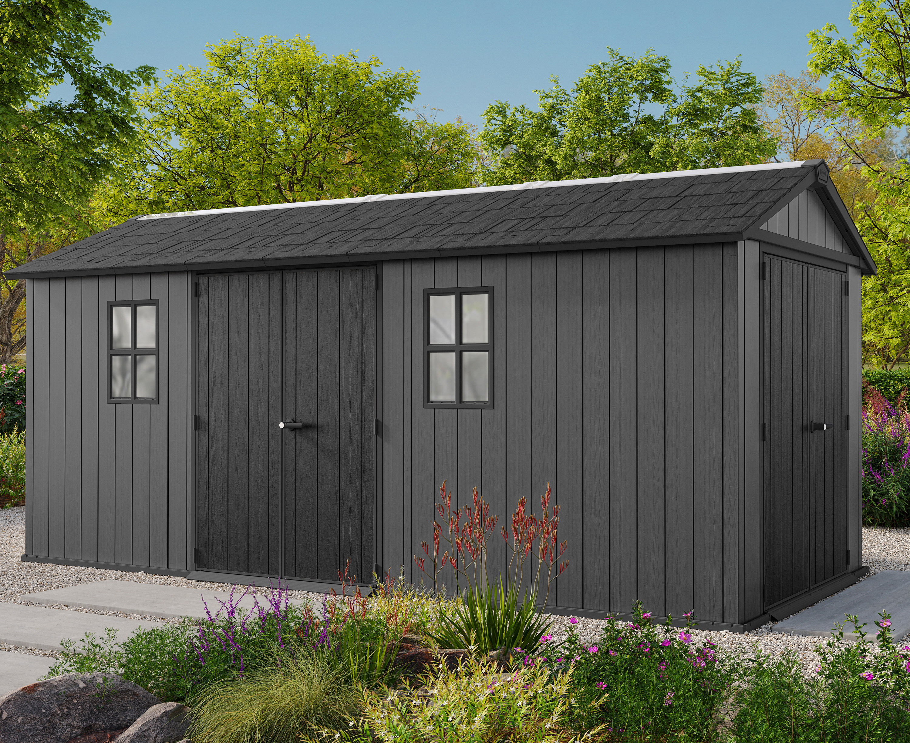 Keter Newton Plus Grey Shed - 7.5 x 17ft