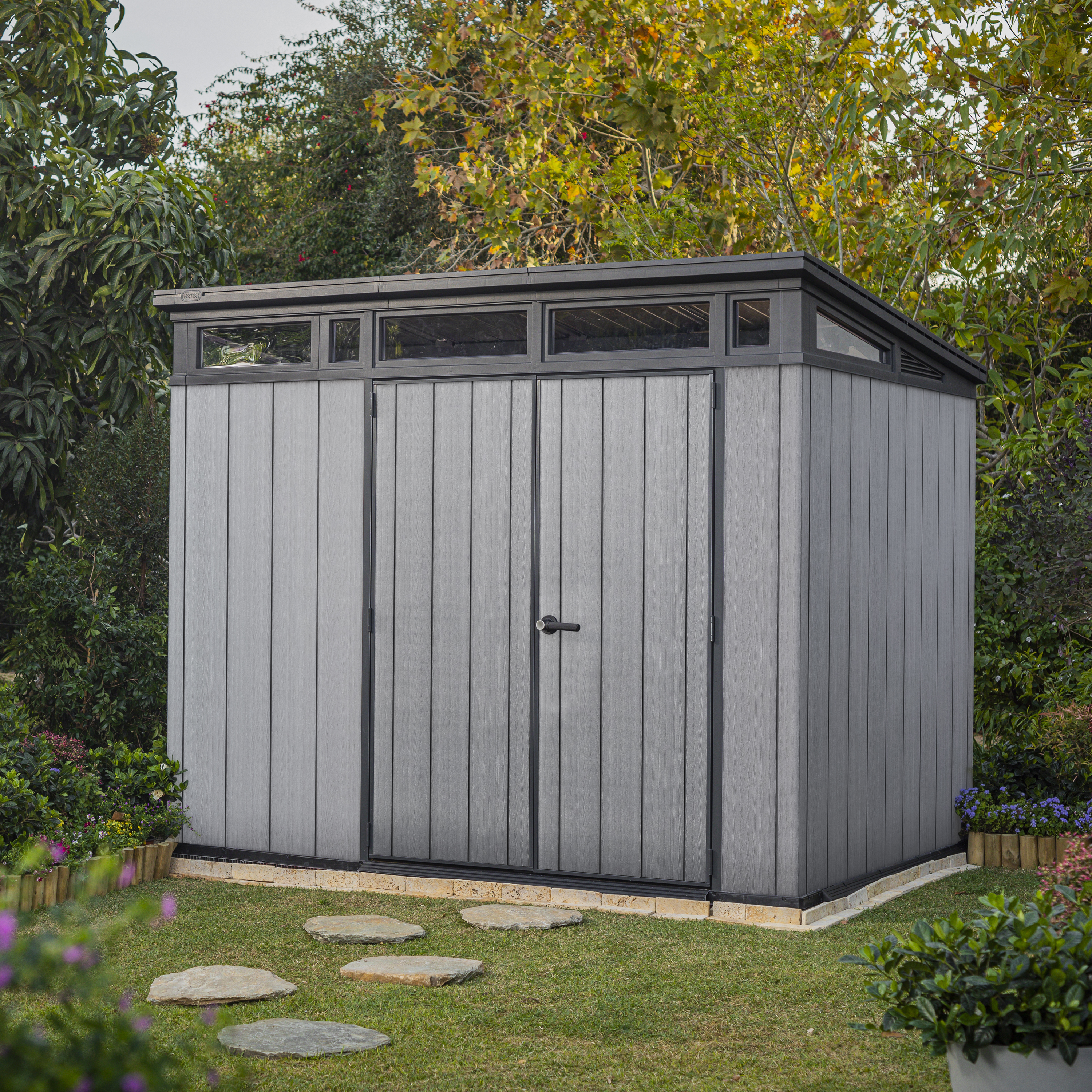 Keter Pent Garden Storage Shed Ashwood - 9 x 7ft
