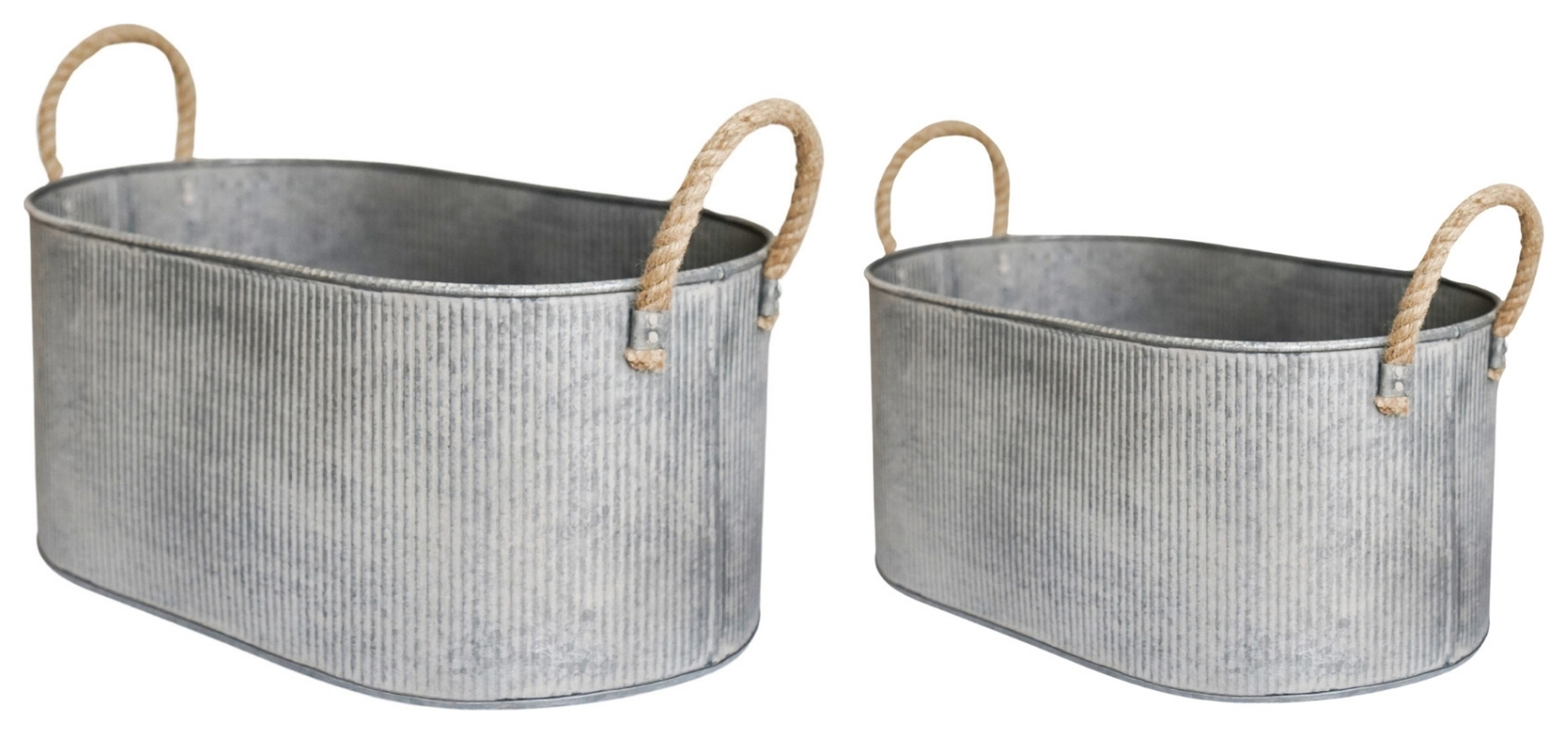 Ivyline Outdoor Galvanised Rope Handle Trough Set of Two