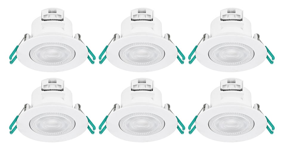 Sylvania Sylspot IP65 Fixed LED Spotlight Warm White 500lm - Pack of 6