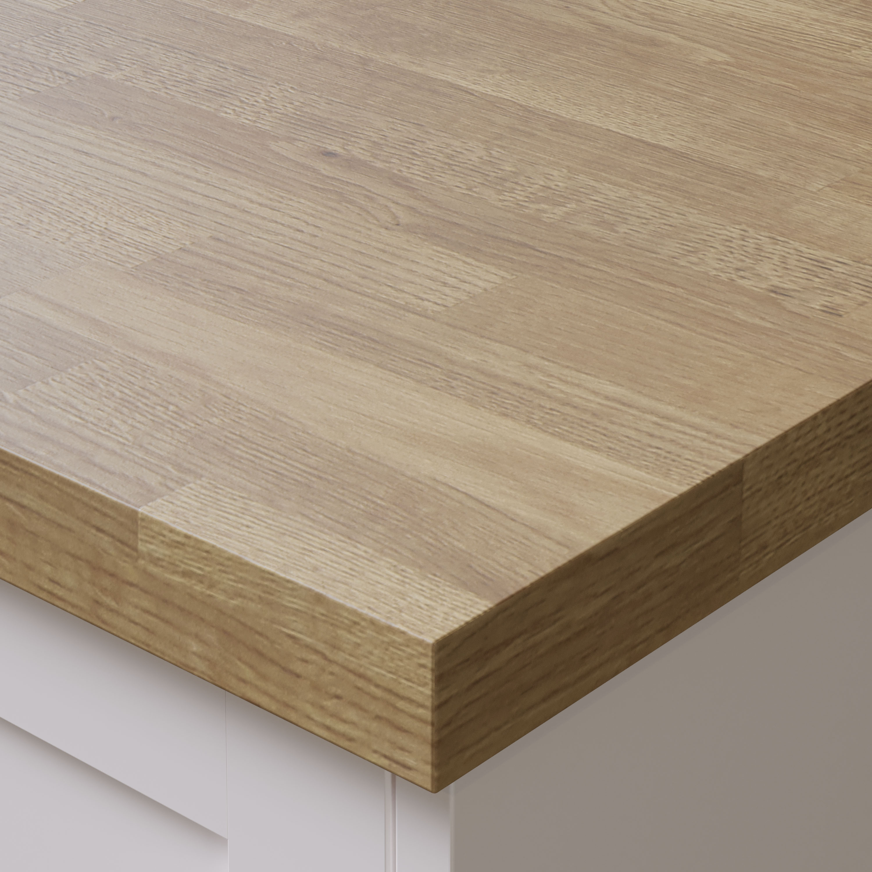 Natural Blocked Oak Square Edge Laminate Kitchen Worktop - 3000 X 620mm X 38mm