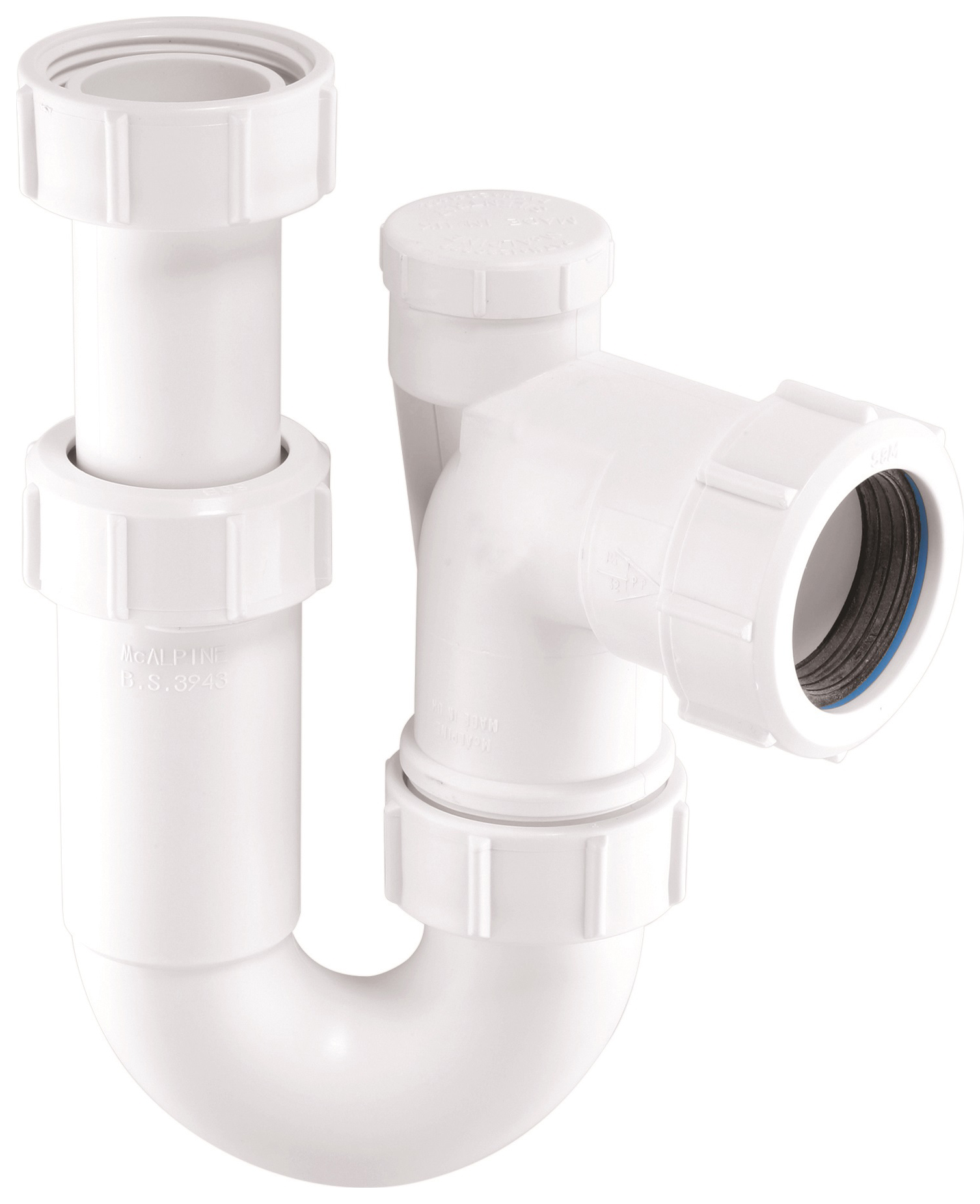 McAlpine ASA10V White Anti-Syphon Adjustable Inlet Tubular Swivel P Trap - 32mm