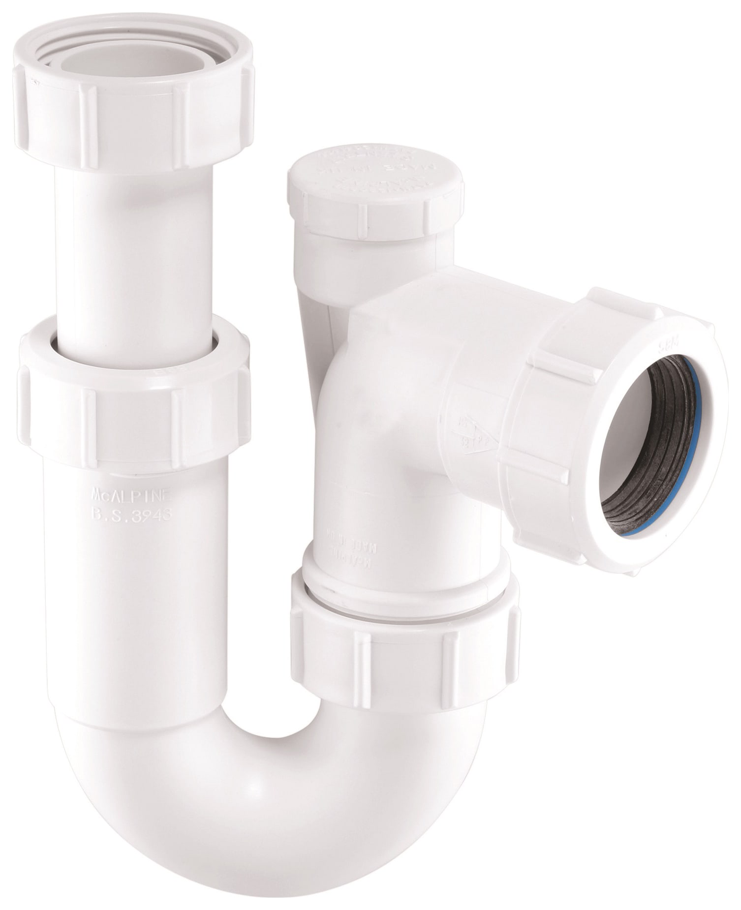 McAlpine ASA10V White Anti-Syphon Adjustable Inlet Tubular Swivel P Trap - 32mm