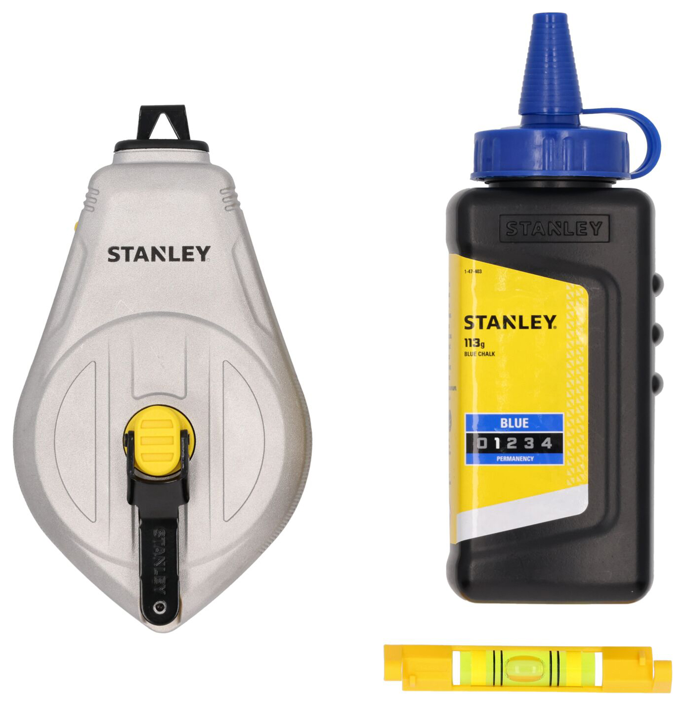 Stanley STHT47111-0 1:1 Aluminium Chalk Reel with Chalk and Level - 30m
