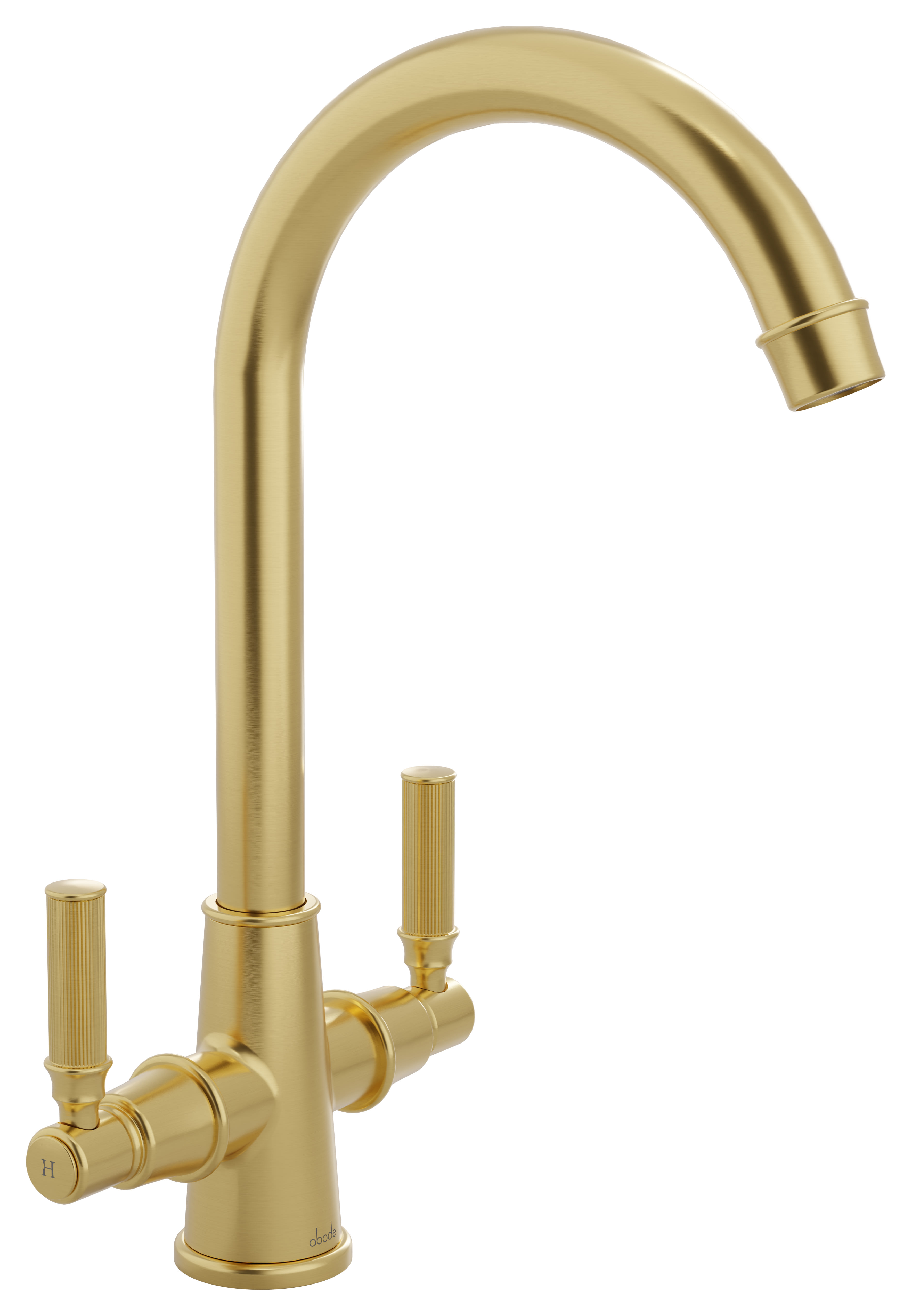 Abode Ridge Monobloc Dual Handle Kitchen Tap - Brushed Brass