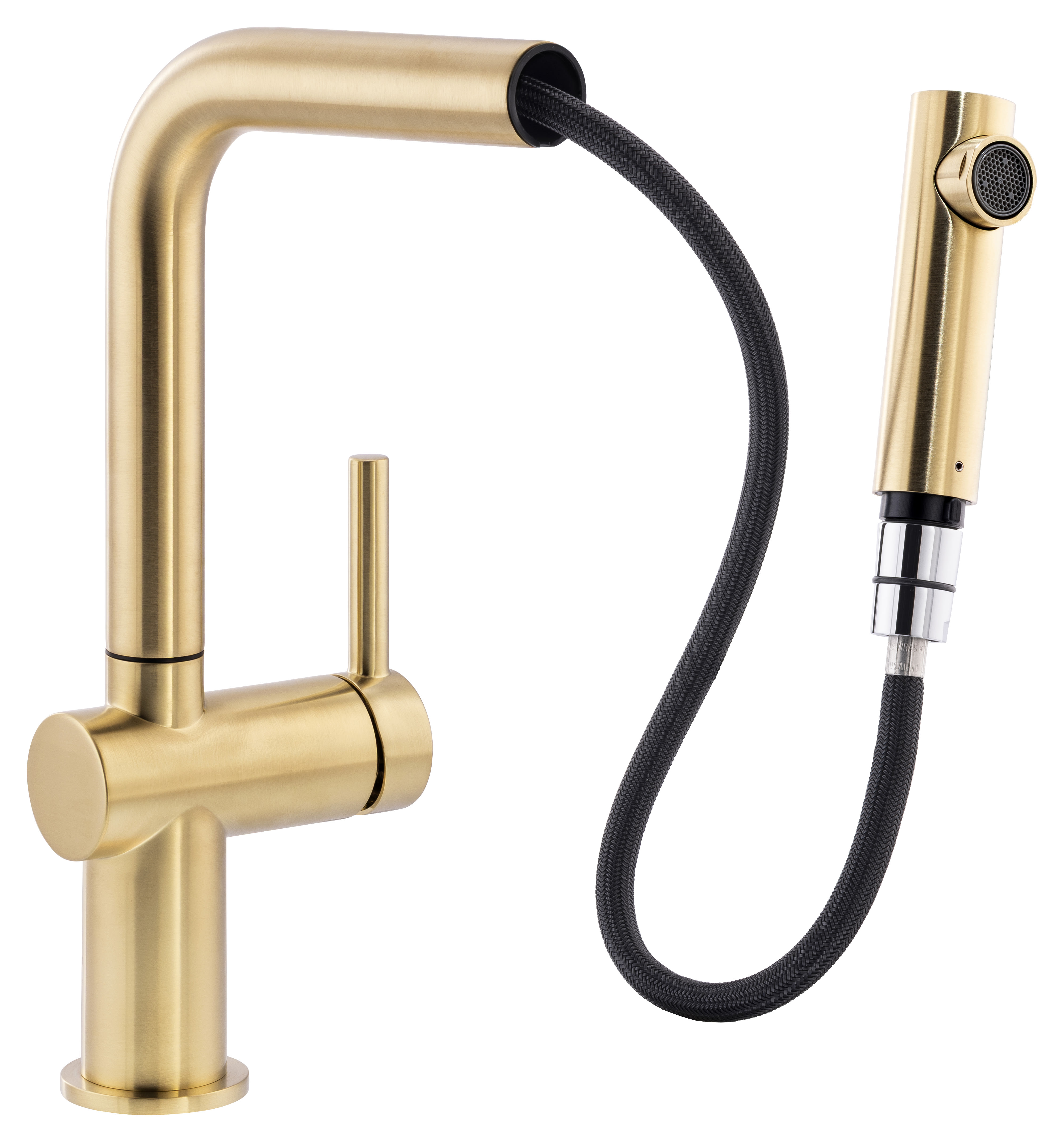 Abode Logik Single Lever Pull Out Kitchen Tap - Brushed Brass
