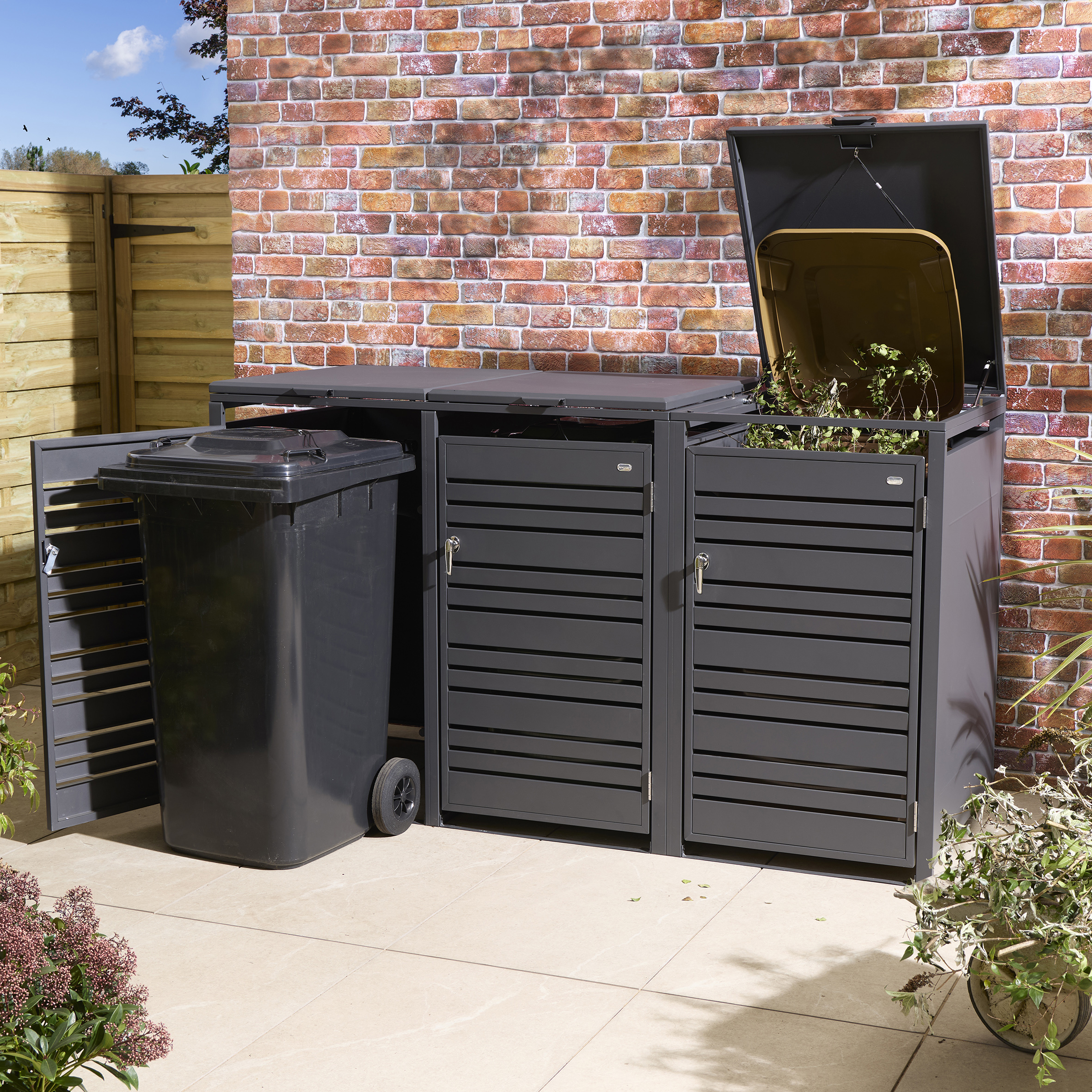 Rowlinson Chelsea Triple Bin Store - Anthracite