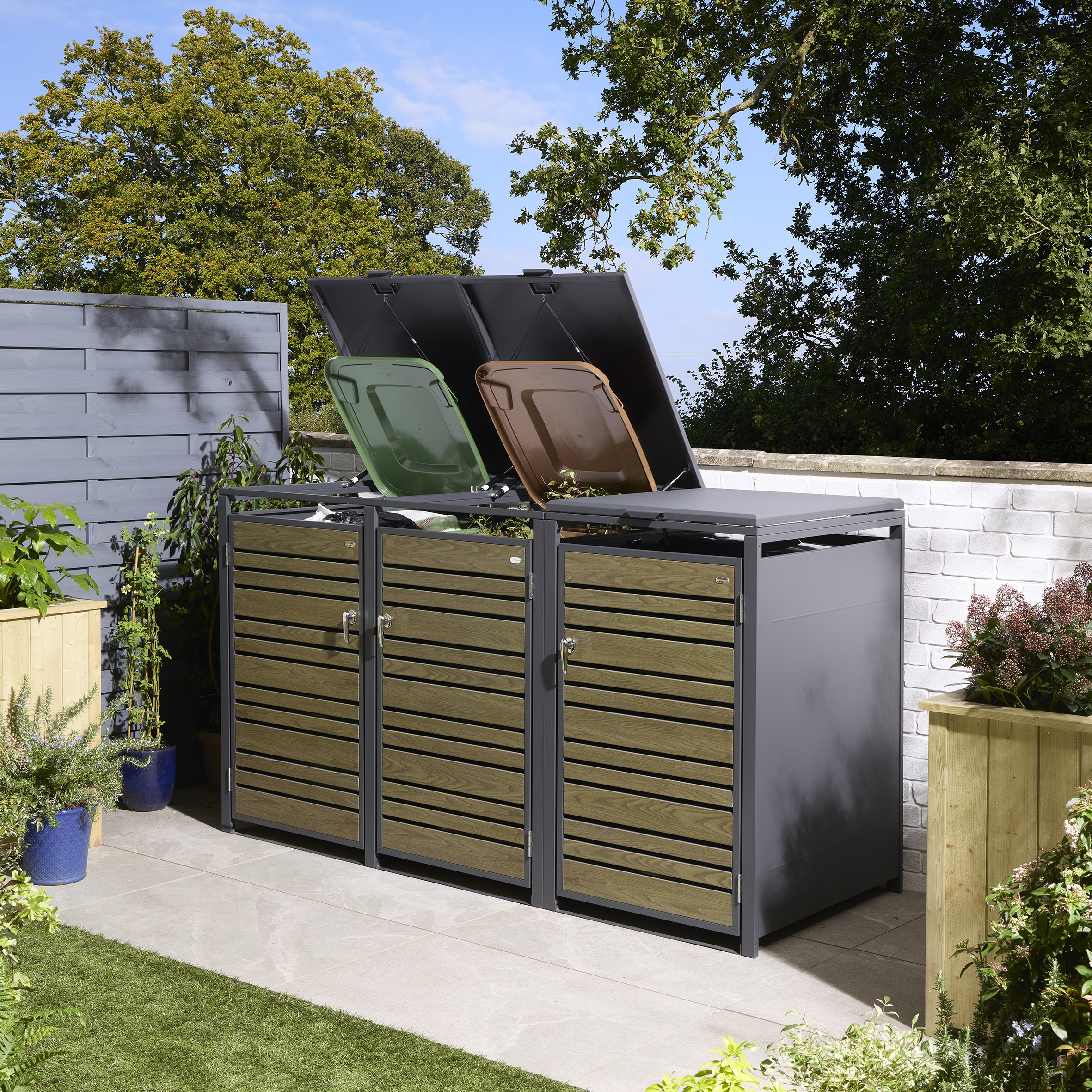 Rowlinson Chelsea Triple Bin Store - Oak