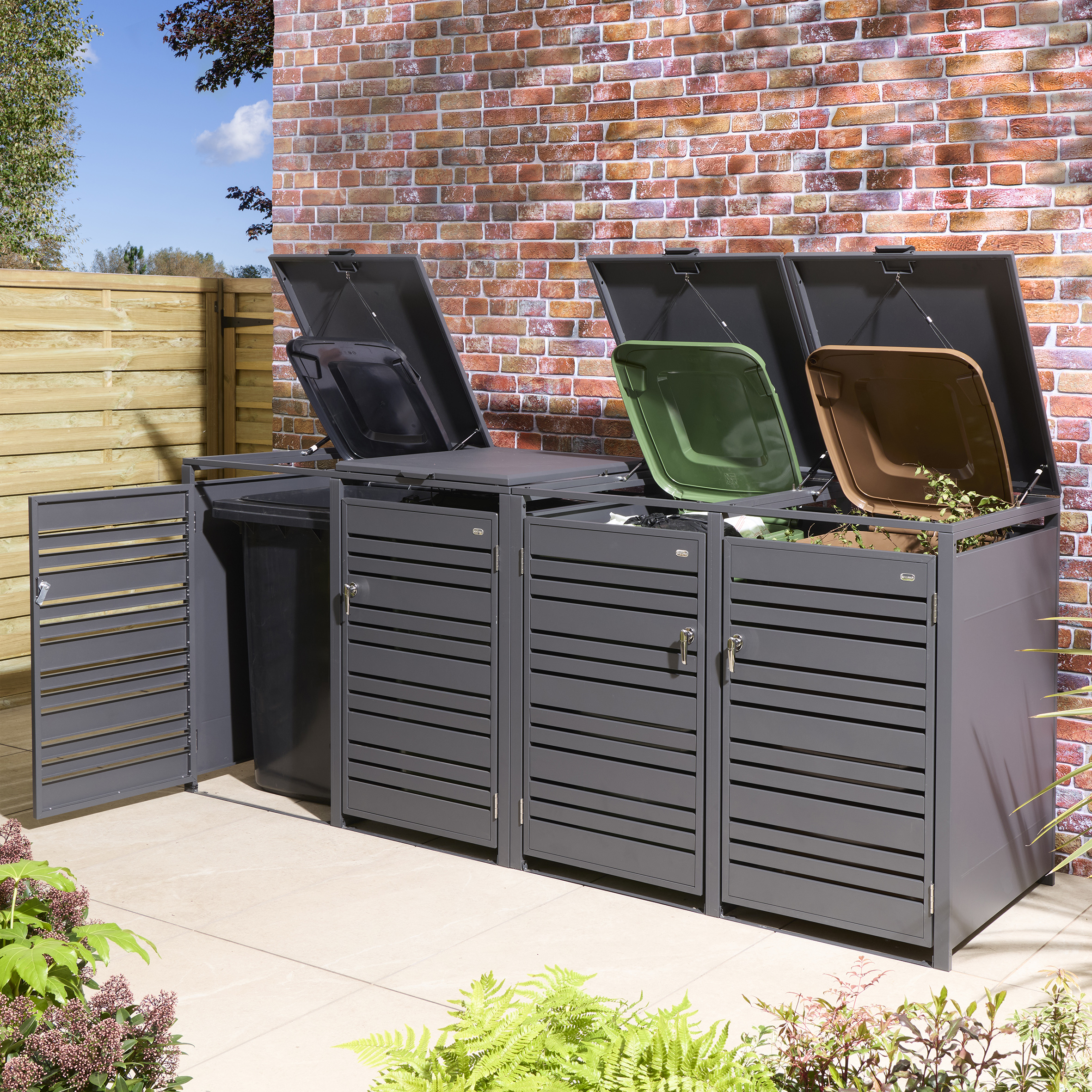 Rowlinson Chelsea Quadruple Bin Store - Anthracite