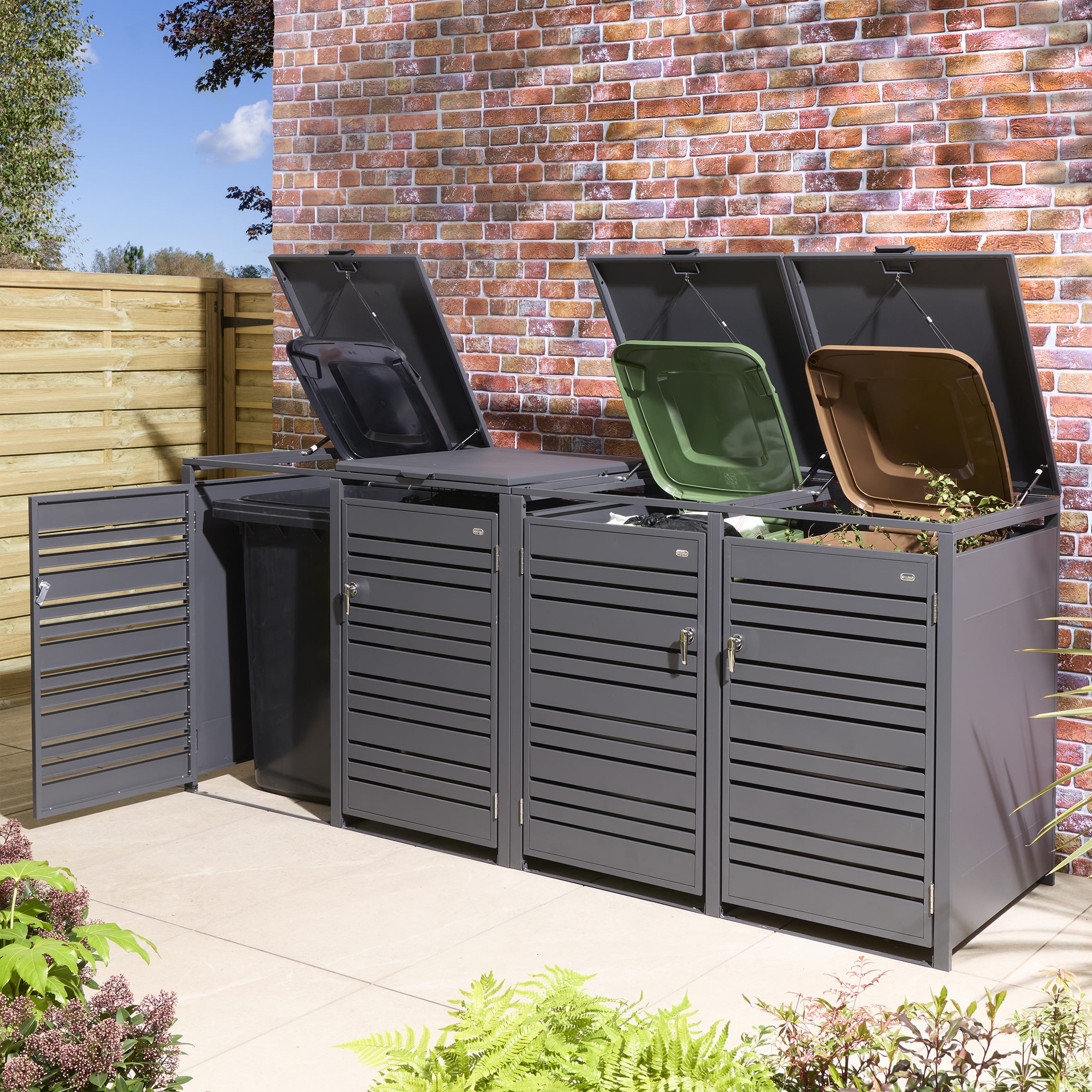Rowlinson Chelsea Quadruple Bin Store - Anthracite