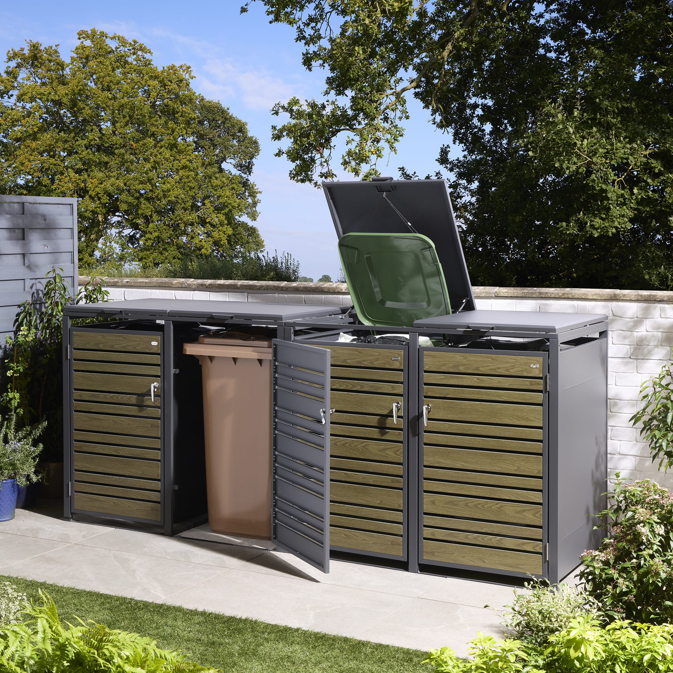 Rowlinson Chelsea Quadruple Bin Store - Oak