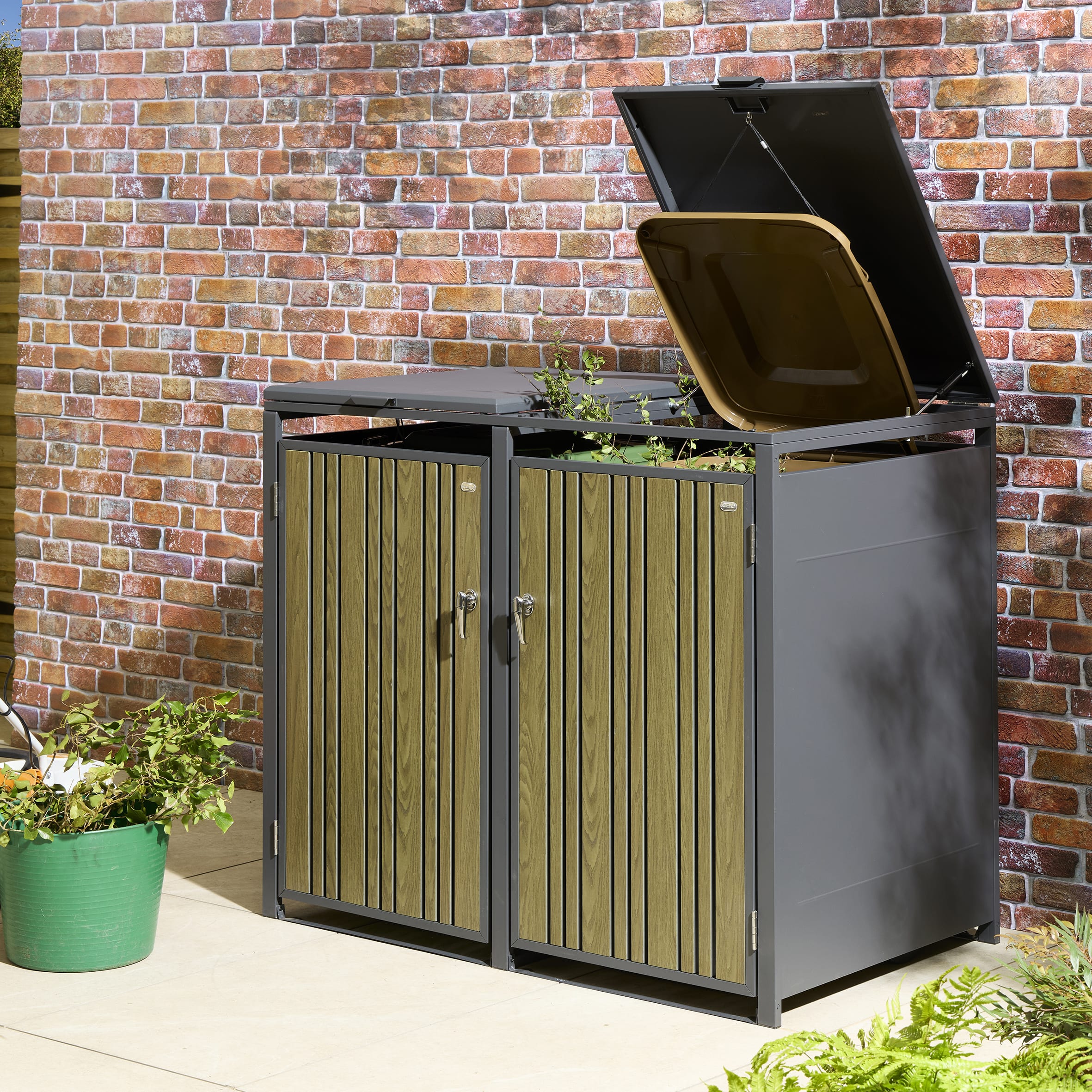 Rowlinson Wimbledon Double Bin Store - Oak