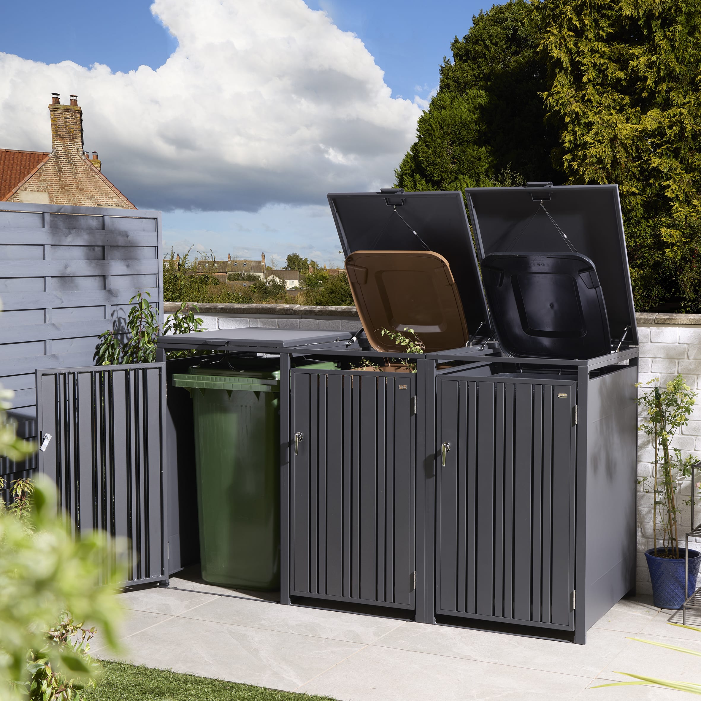 Rowlinson Wimbledon Triple Bin Store - Anthracite