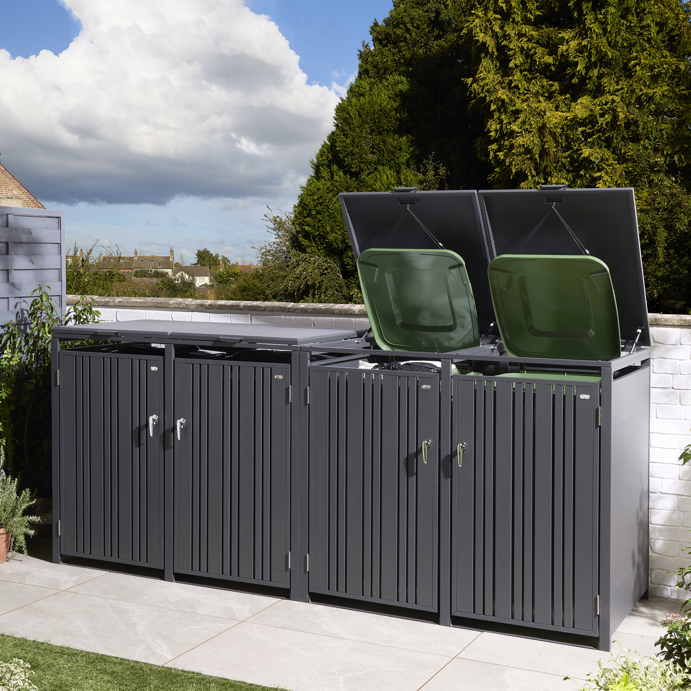 Rowlinson Wimbledon Quadruple Bin Store - Anthracite