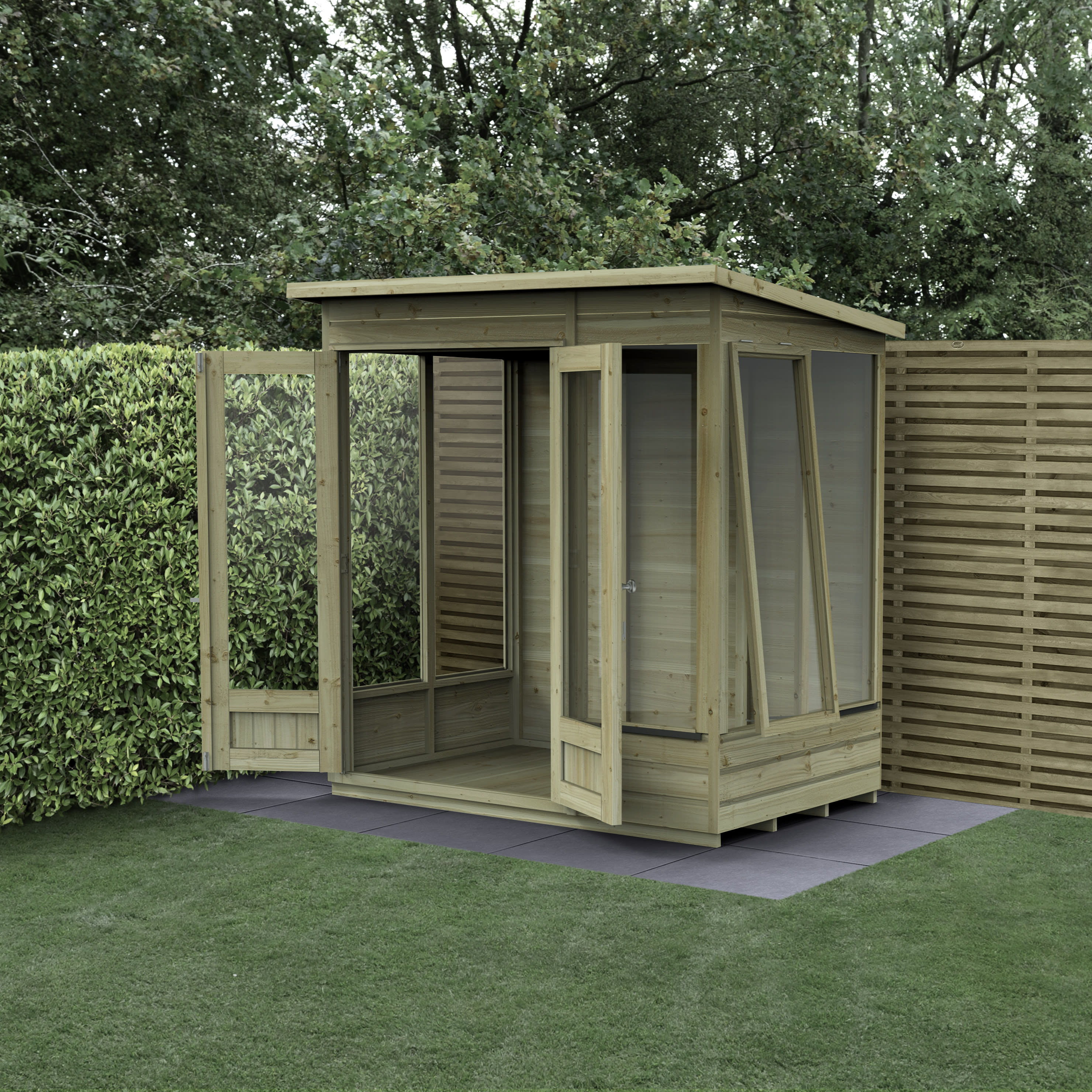 Beckwood Pent Double Door Summerhouse - 6ft x 4ft with Assembly