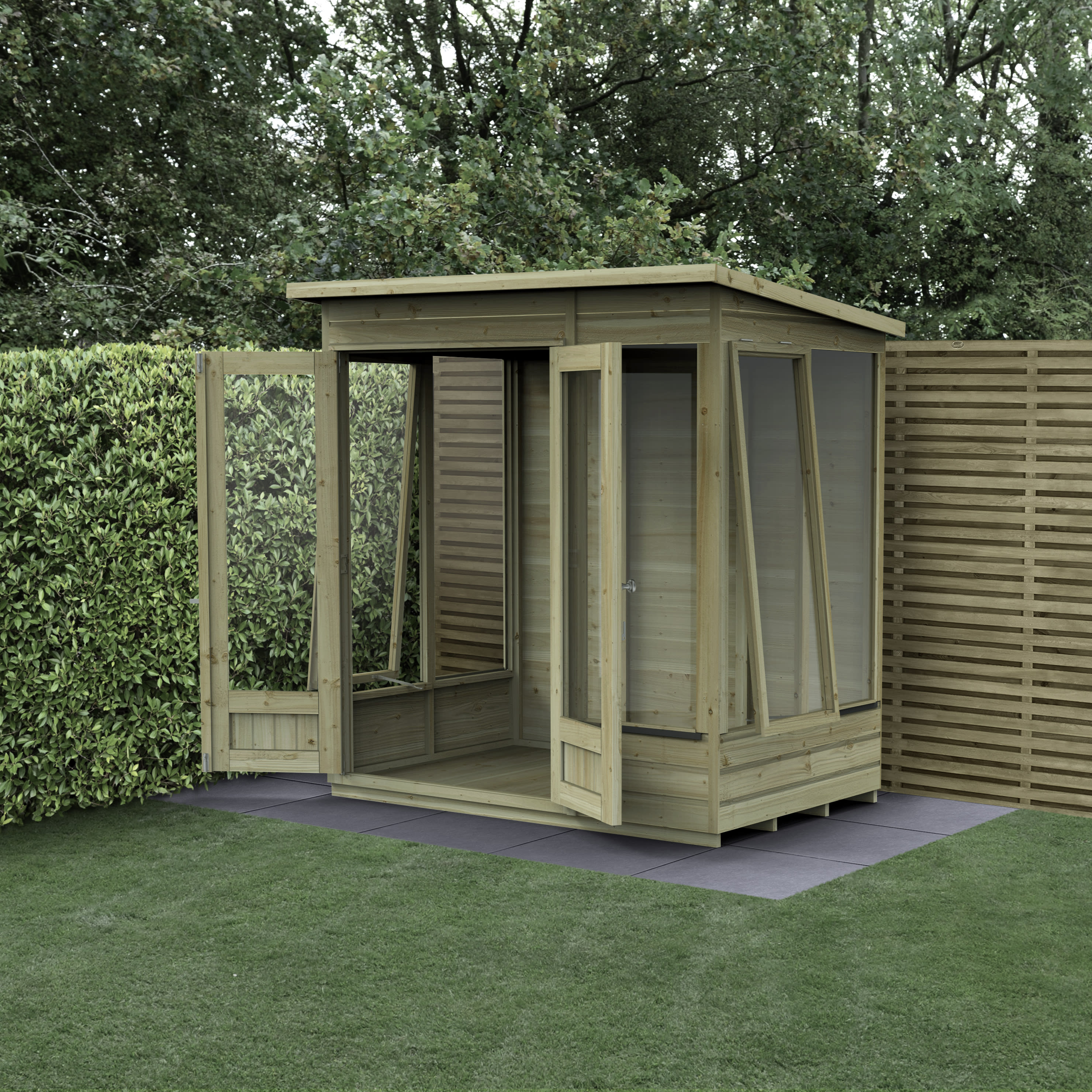 Beckwood Pent 2 Opening Windows Summerhouse - 6ft x 4ft with Assembly