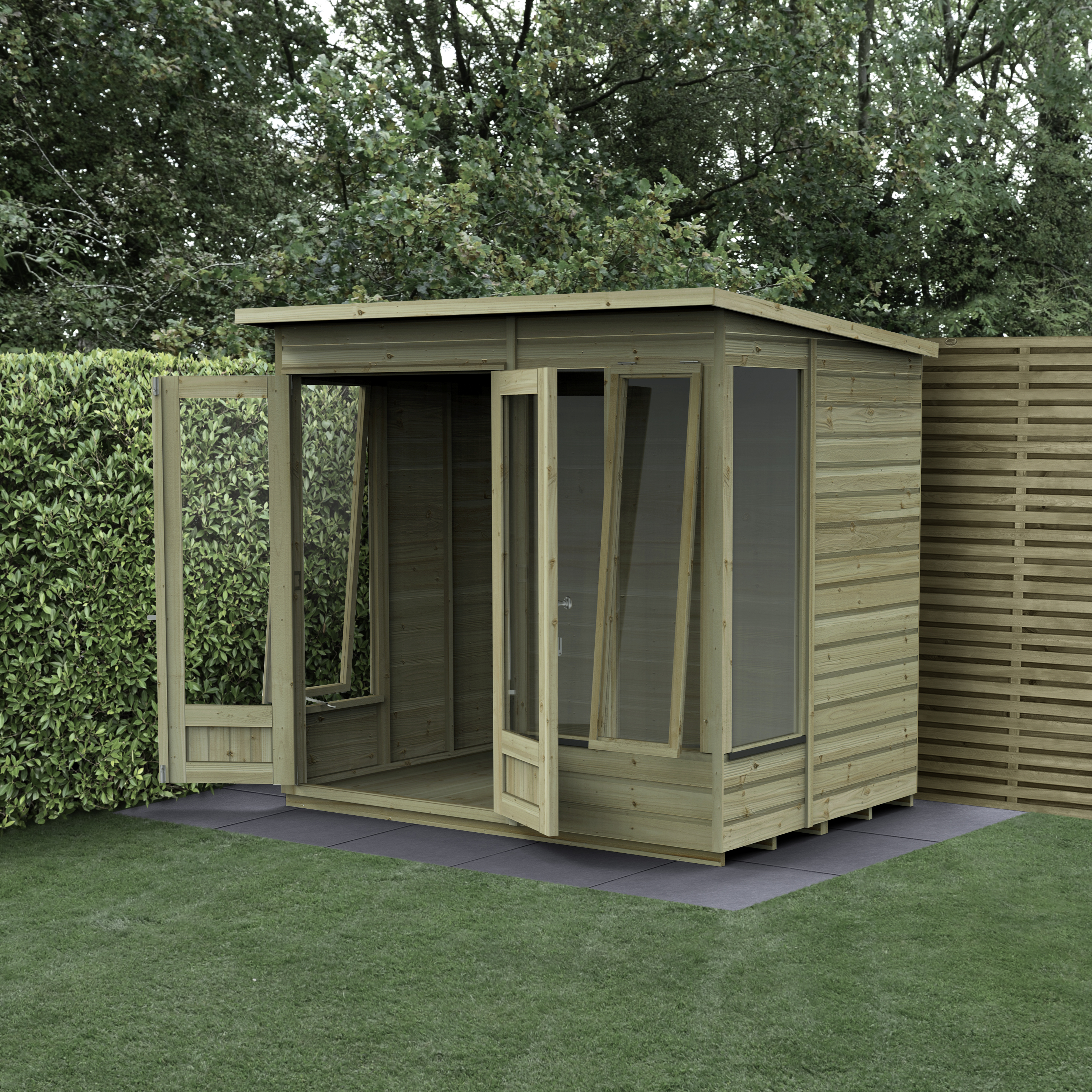 Beckwood Pent 2 Opening Windows Summerhouse - 7ft x 5ft with Assembly