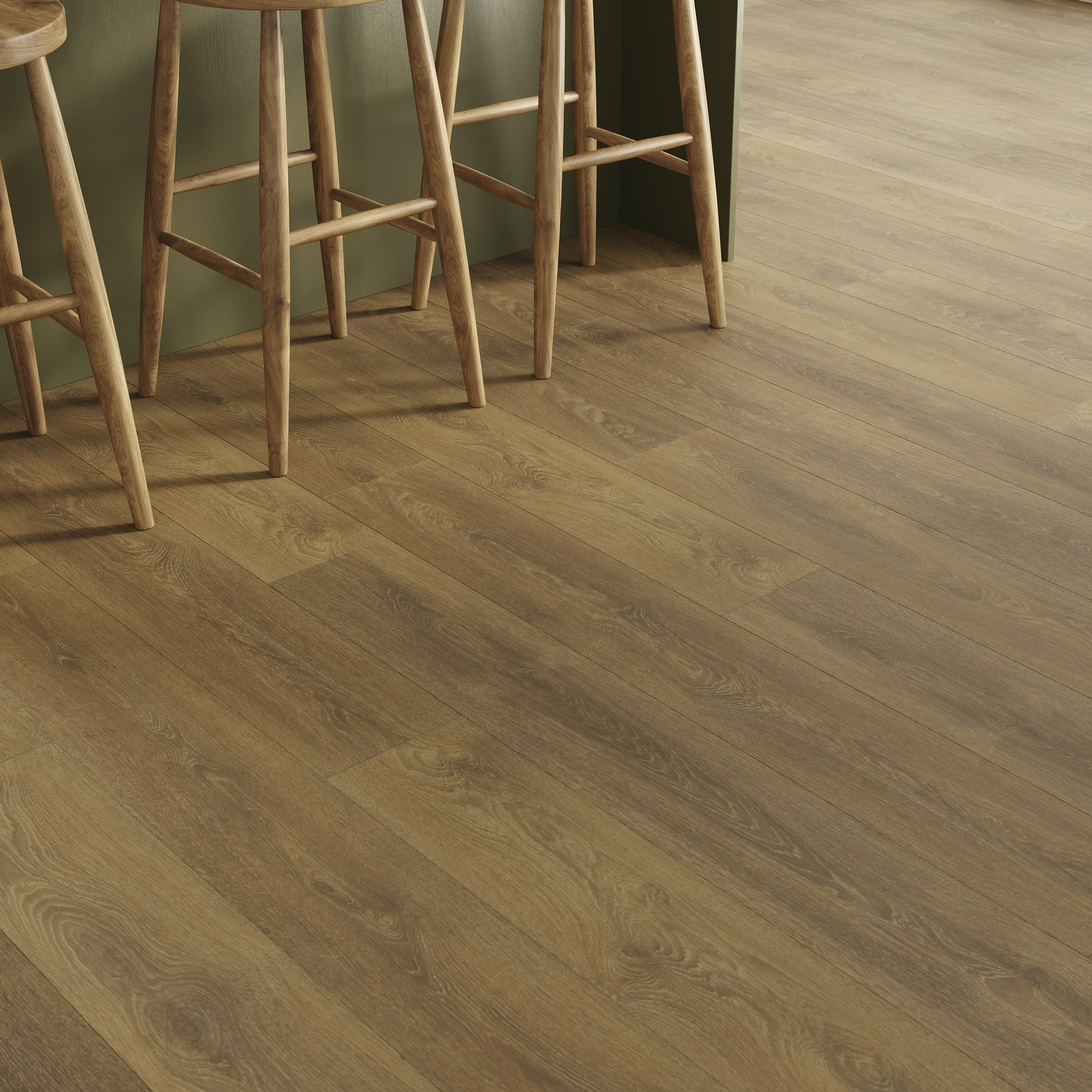 Harlech Medium Oak 12mm Moisture Resistant Laminate Flooring - 1.51m2
