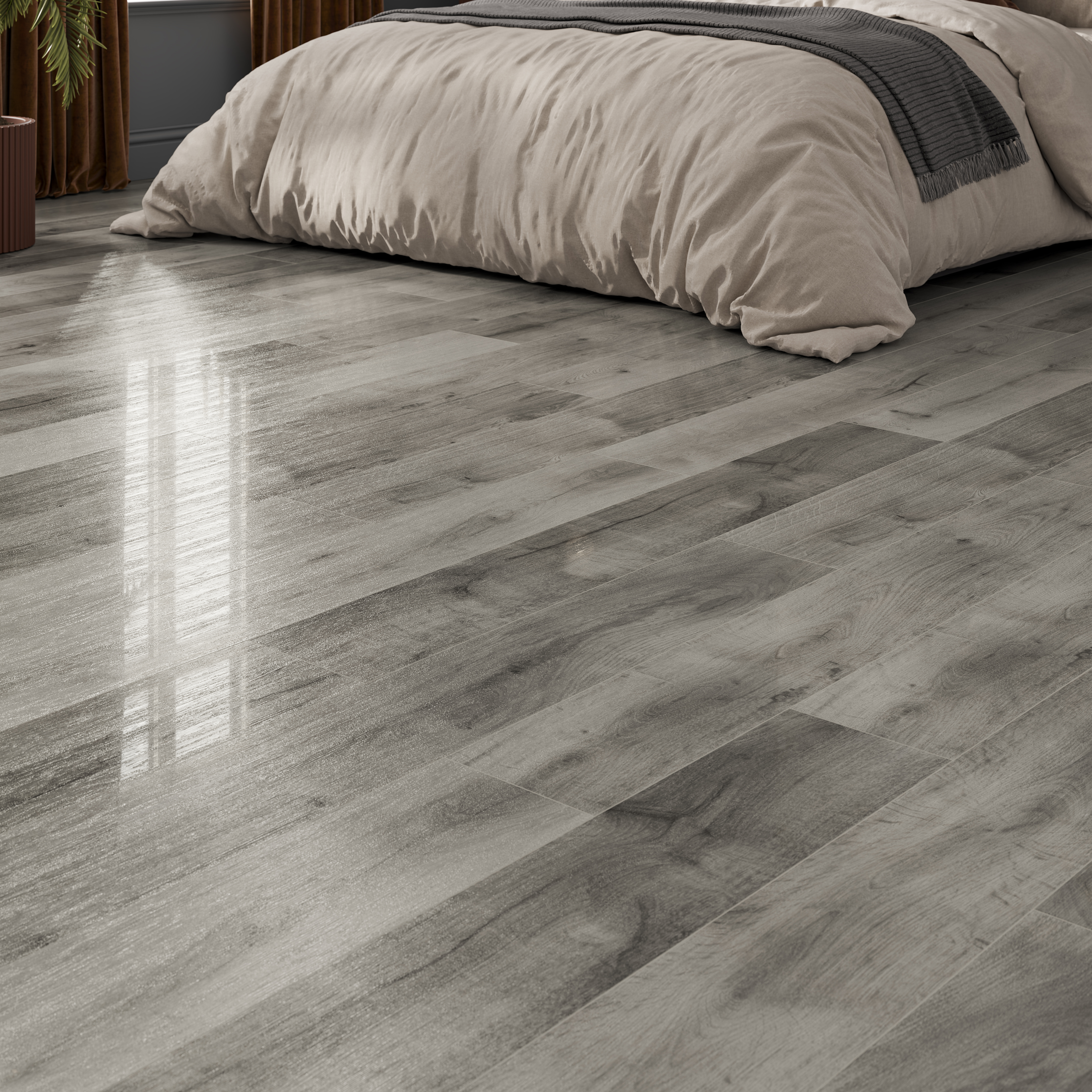 High Gloss Oak Uptown Grey Oak 8mm Laminate Flooring - 2.2m2