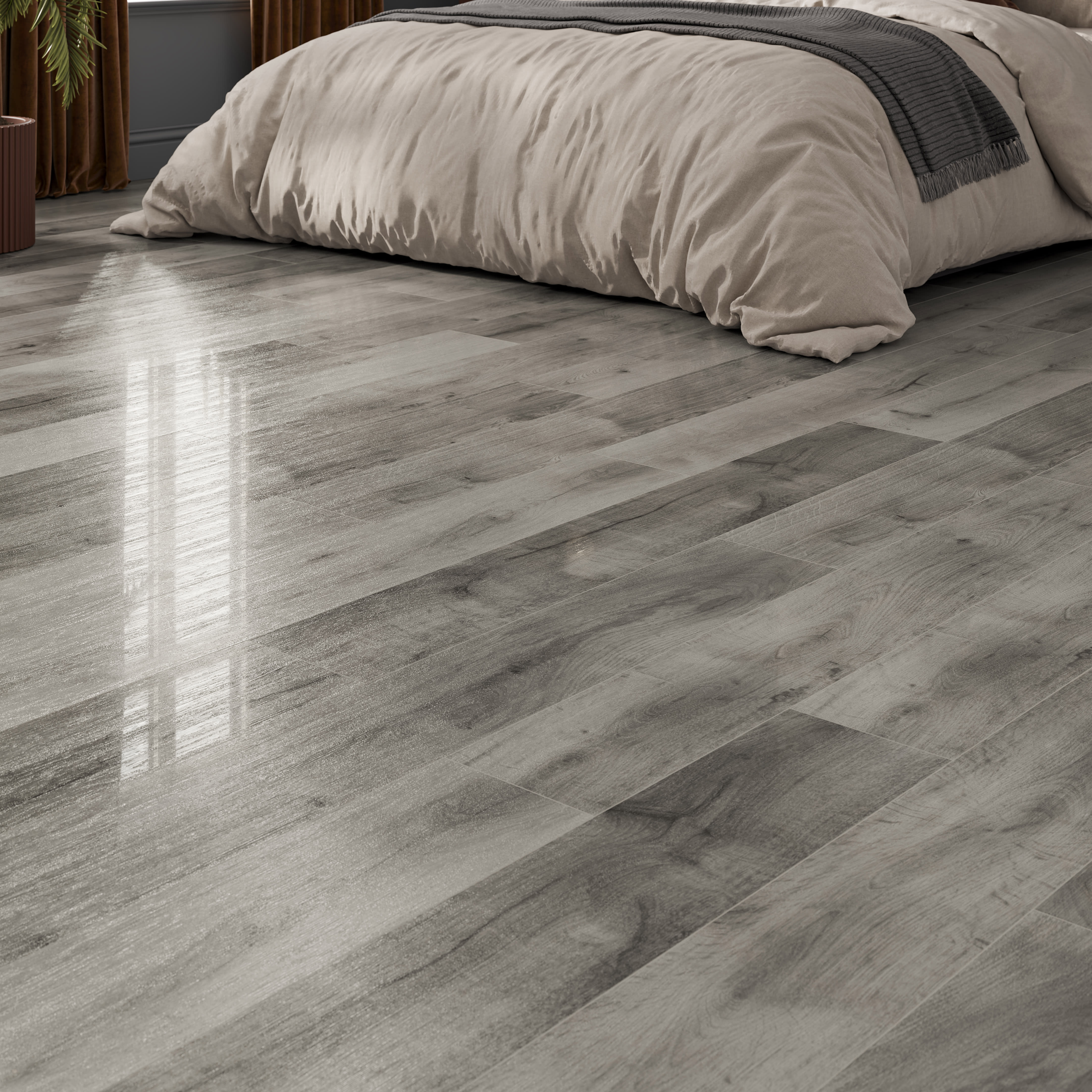 High Gloss Oak Uptown Grey Oak 8mm Laminate Flooring - 2.2m2