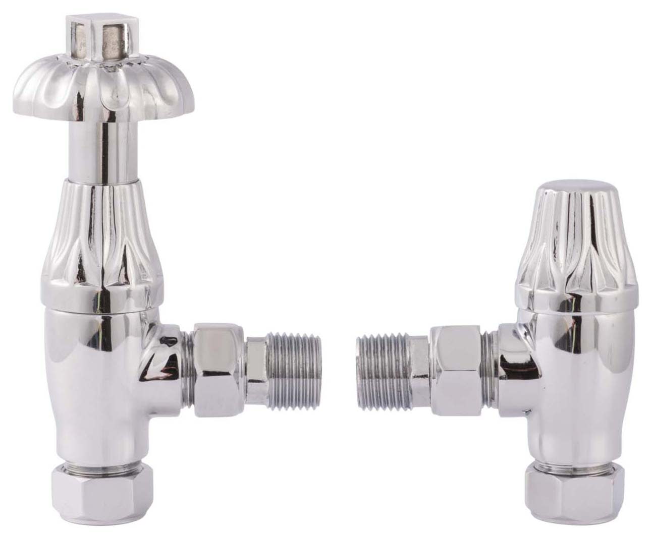 Towelrads Westminster Chrome Angled Thermostatic Radiator Valve & Lockshield - 15mm