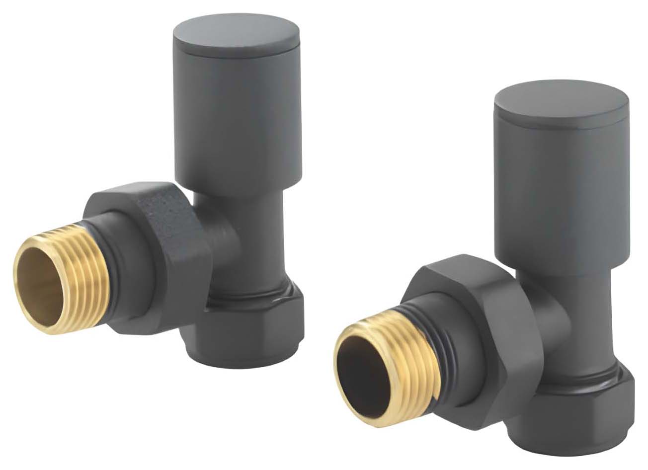 Towelrads Textured Anthracite Angled Round Radiator Valve - 15mm - Pack of 2