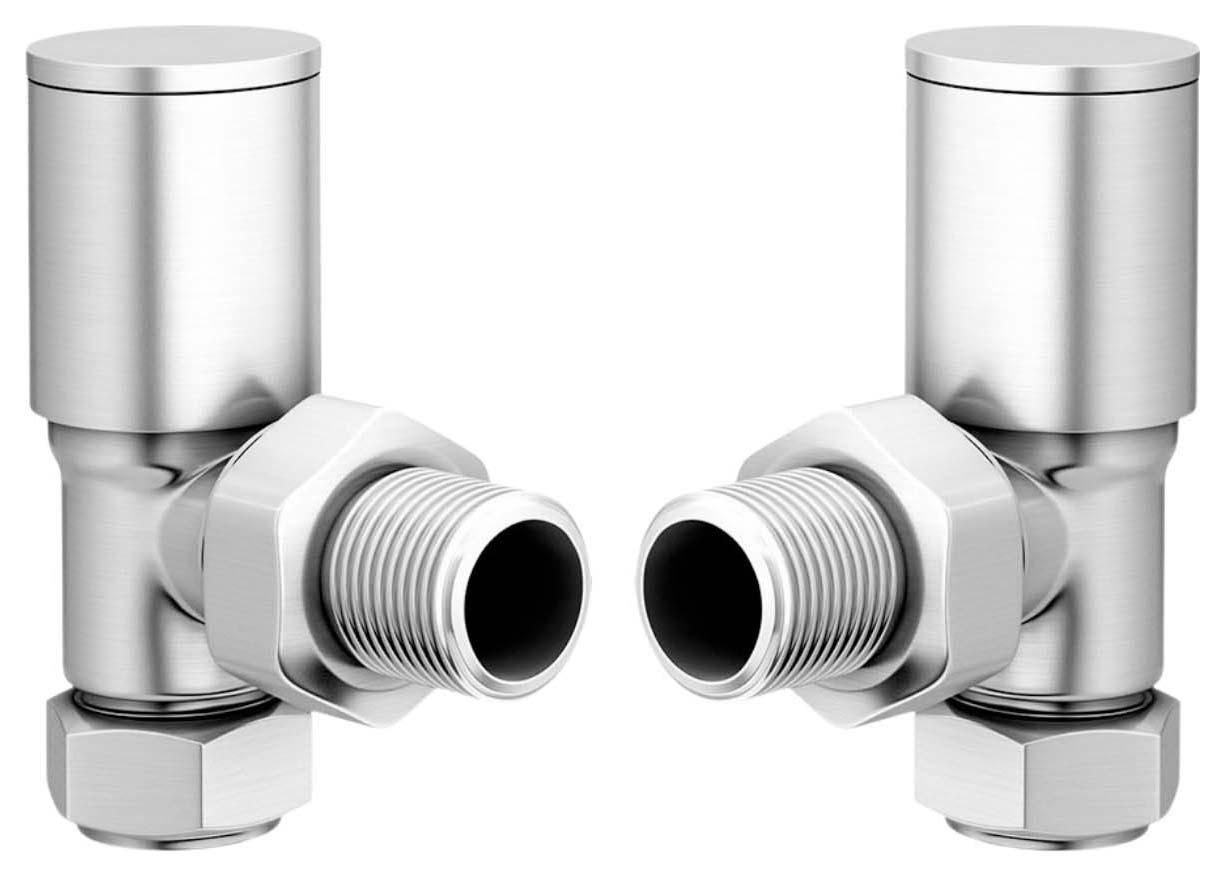 Towelrads Nickel Angled Round Radiator Valve - 15mm - Pack of 2