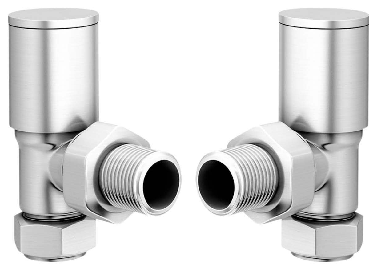 Towelrads Nickel Angled Round Radiator Valve - 15mm - Pack of 2