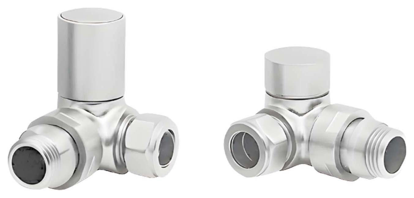 Towelrads Nickel Corner Round Radiator Valve - 15mm - Pack of 2