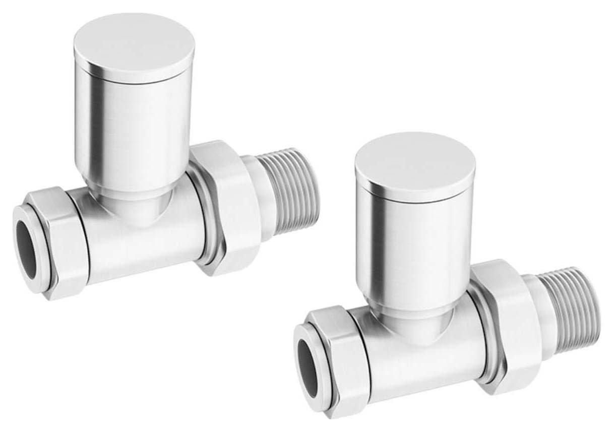 Towelrads Nickel Straight Round Radiator Valve - 15mm - Pack of 2