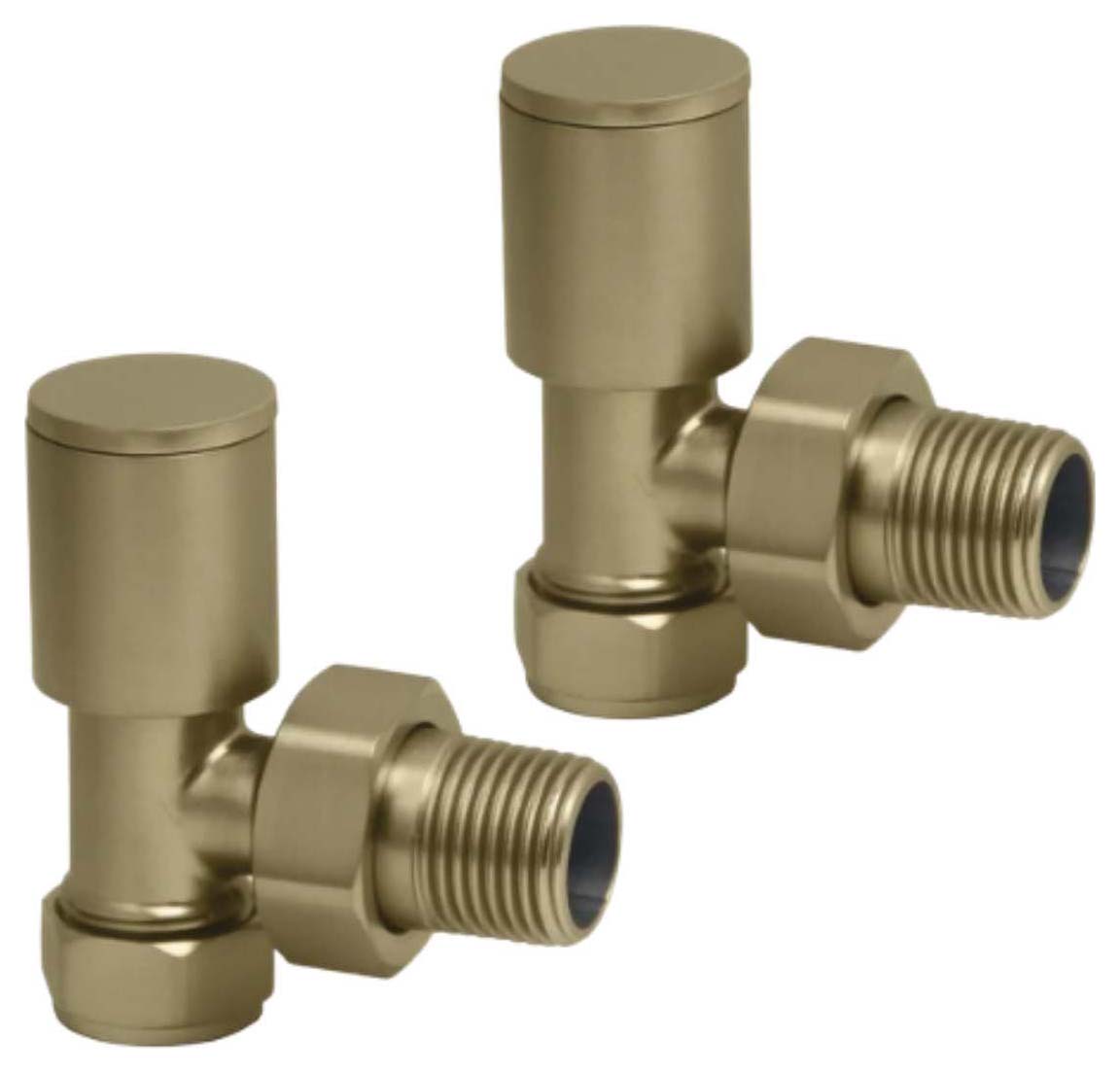 Towelrads Brass Angled Round Radiator Valve - 15mm - Pack of 2