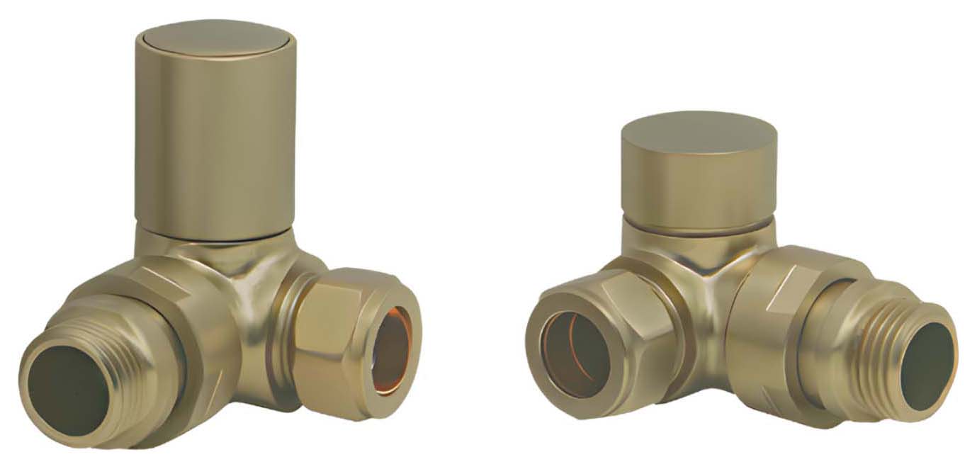 Towelrads Brass Corner Round Radiator Valve - 15mm - Pack of 2