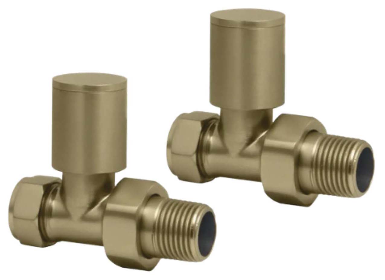 Towelrads Brass Straight Round Radiator Valve - 15mm - Pack of 2