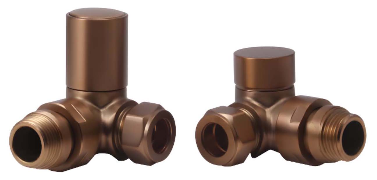 Towelrads Bronze Corner Round Radiator Valve - 15mm - Pack of 2