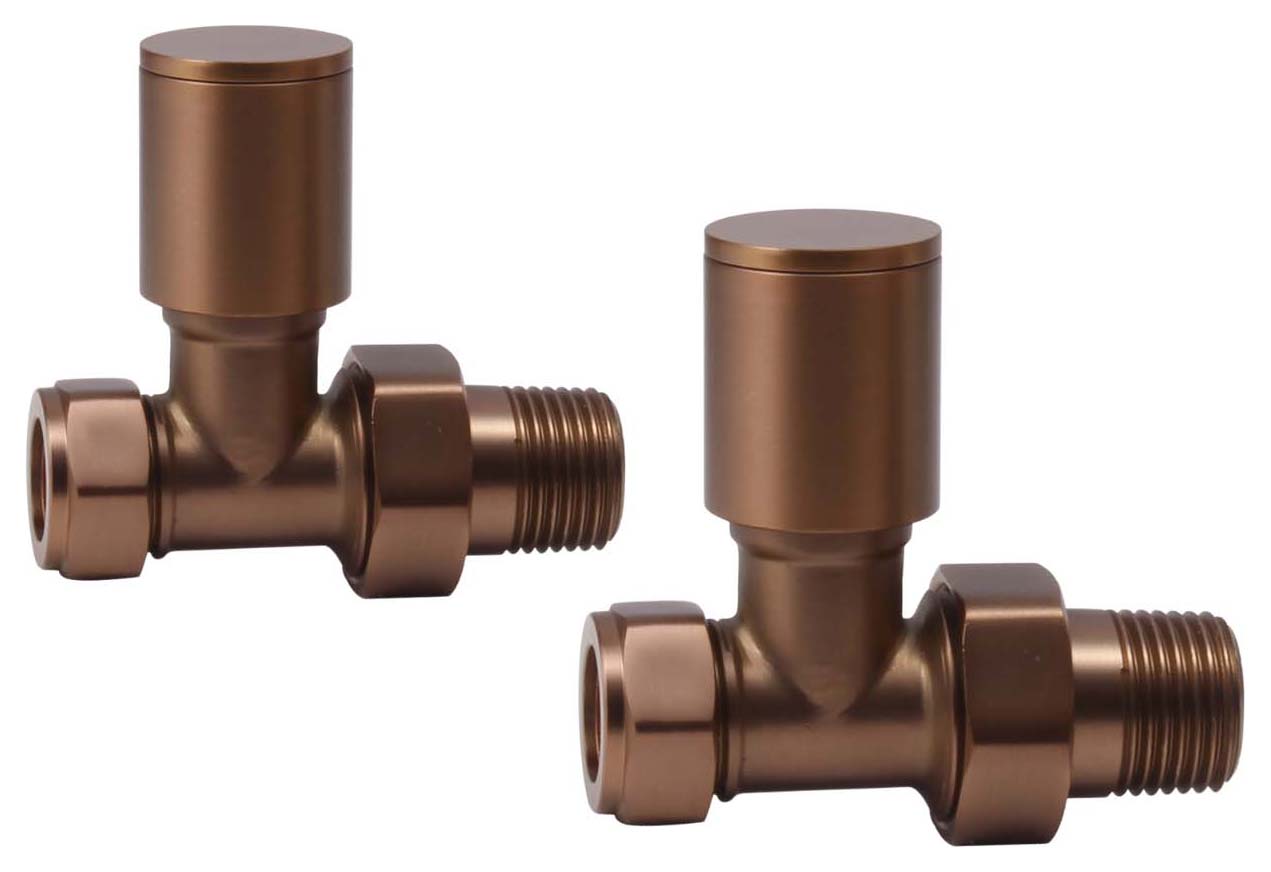 Towelrads Bronze Straight Round Radiator Valve - 15mm - Pack of 2