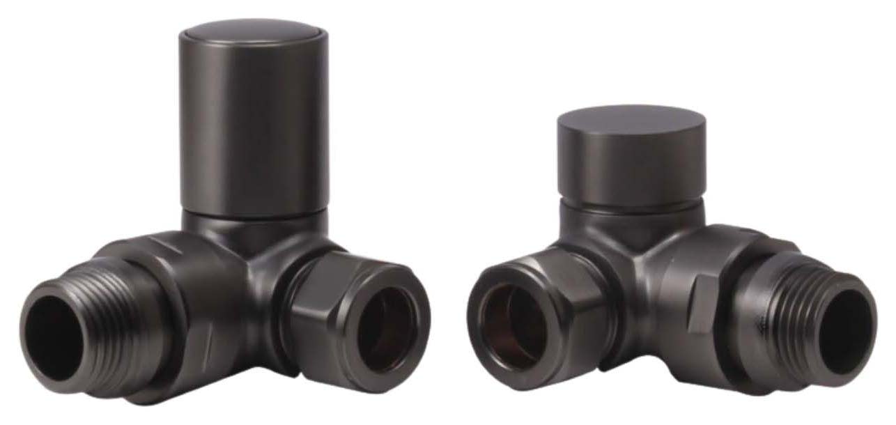 Towelrads Gunmetal Corner Round Radiator Valve - 15mm - Pack of 2
