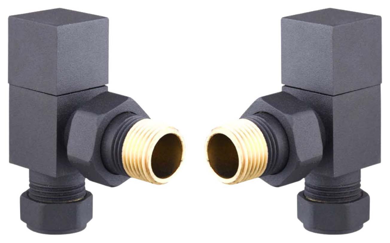Towelrads Anthracite Angled Square Radiator Valve - 15mm - Pack of 2