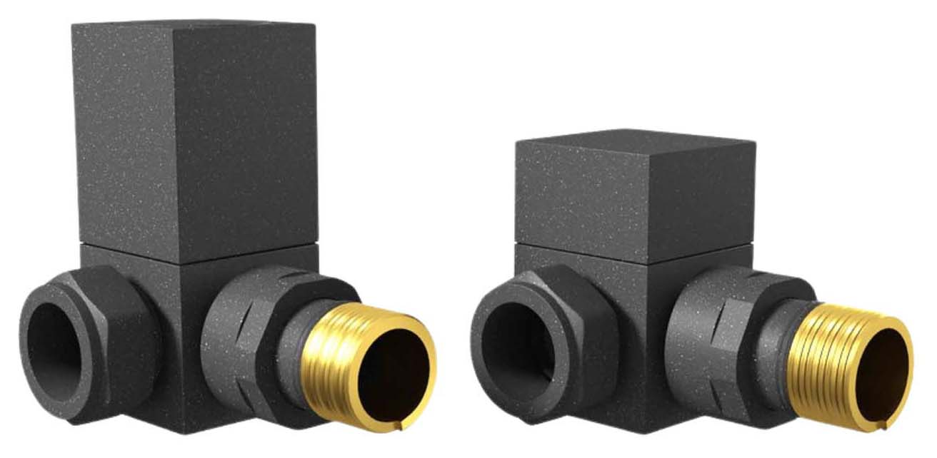 Towelrads Anthracite Corner Square Radiator Valve - 15mm - Pack of 2