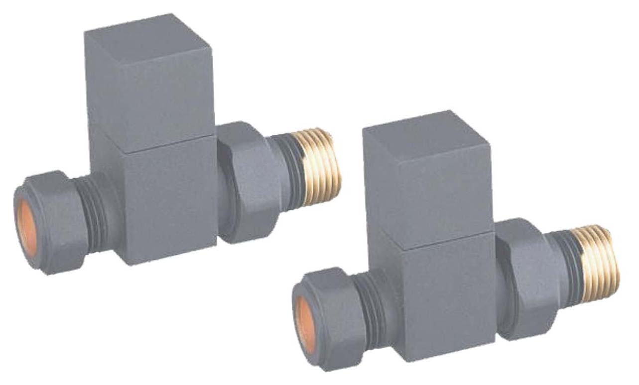 Towelrads Anthracite Grey Straight Square Radiator Valve - 15mm - Pack of 2
