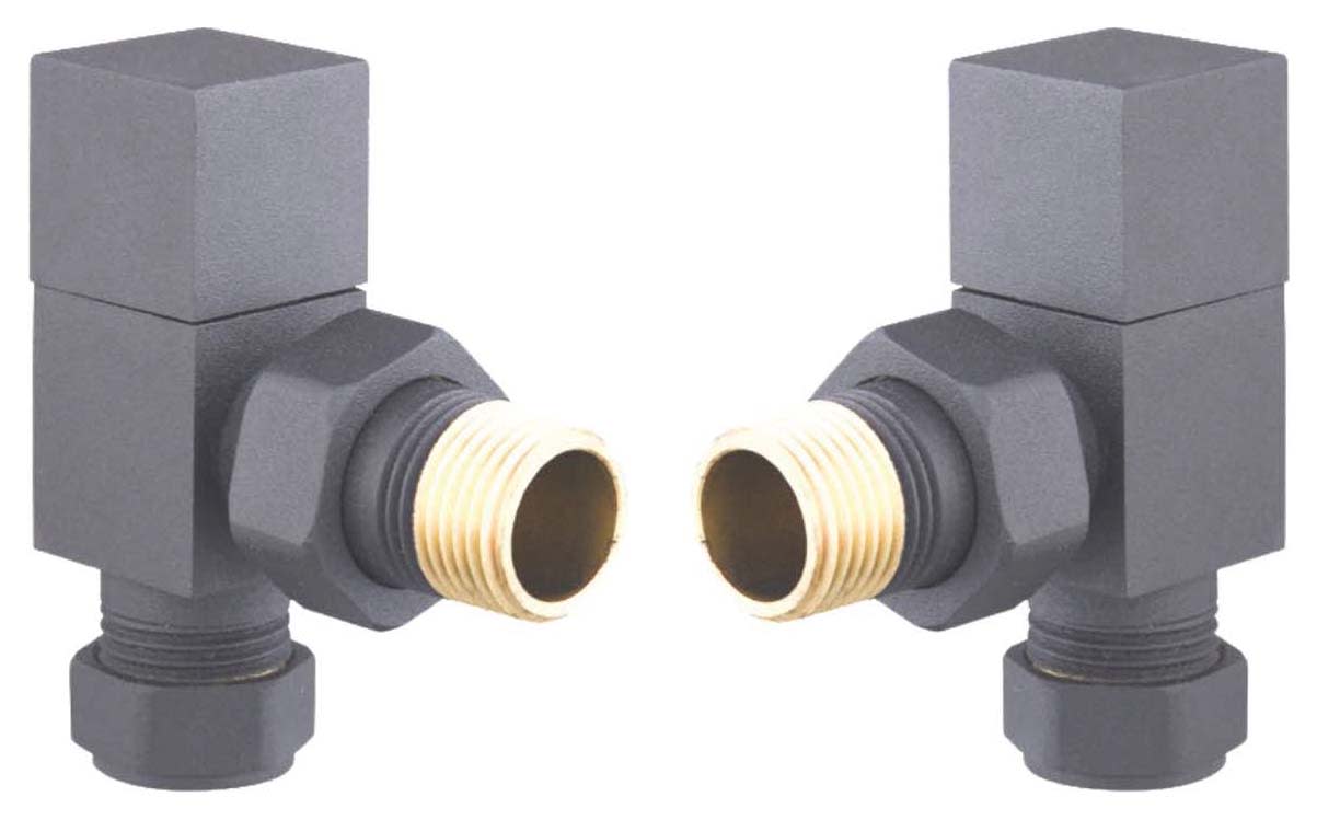 Towelrads Anthracite Grey Angled Square Radiator Valve - 15mm - Pack of 2