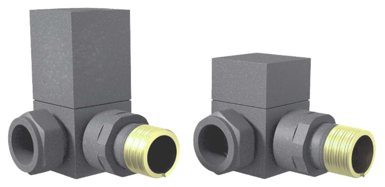 Towelrads Anthracite Grey Corner Square Radiator Valve - 15mm - Pack of 2