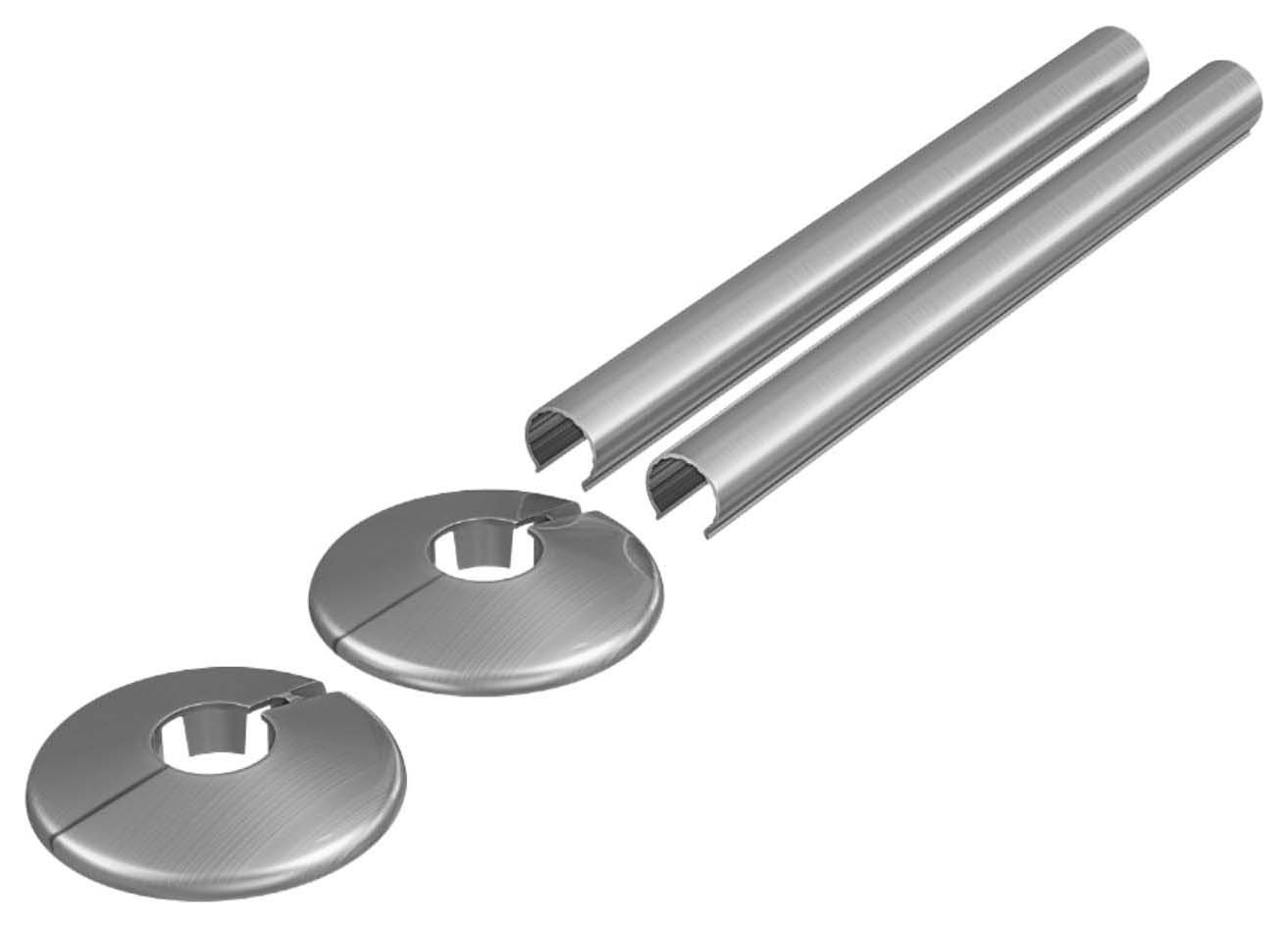 Towelrads Brushed Nickel Retro Fit Radiator Pipe Sleeve & Collar Set - 200mm
