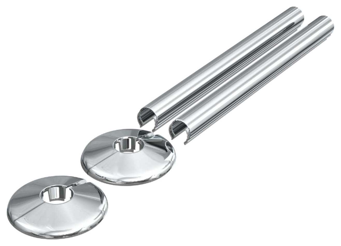 Towelrads Chrome Retro Fit Radiator Pipe Sleeve & Collar Set - 200mm