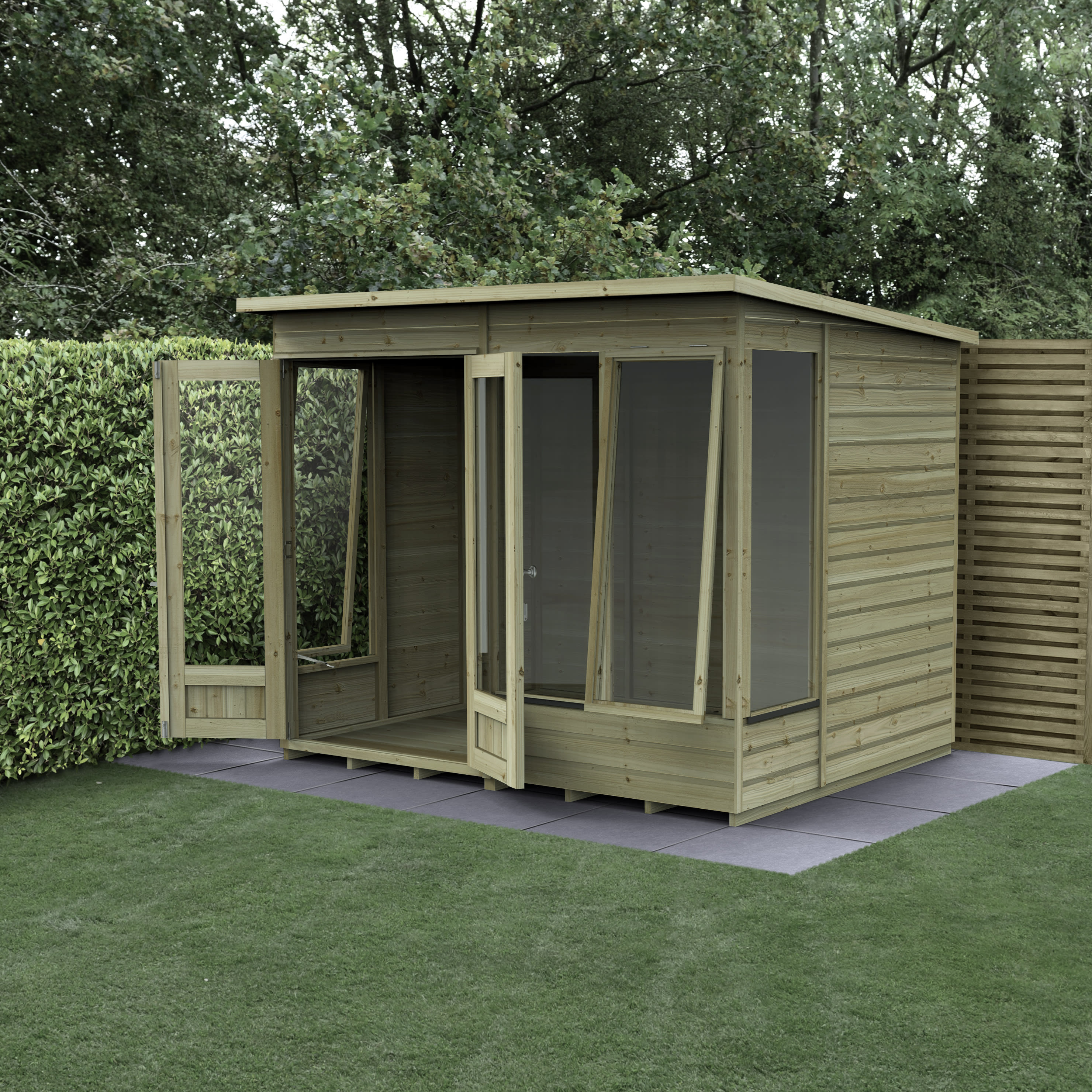 Beckwood Pent 2 Opening Windows Summerhouse - 8ft x 6ft with Assembly