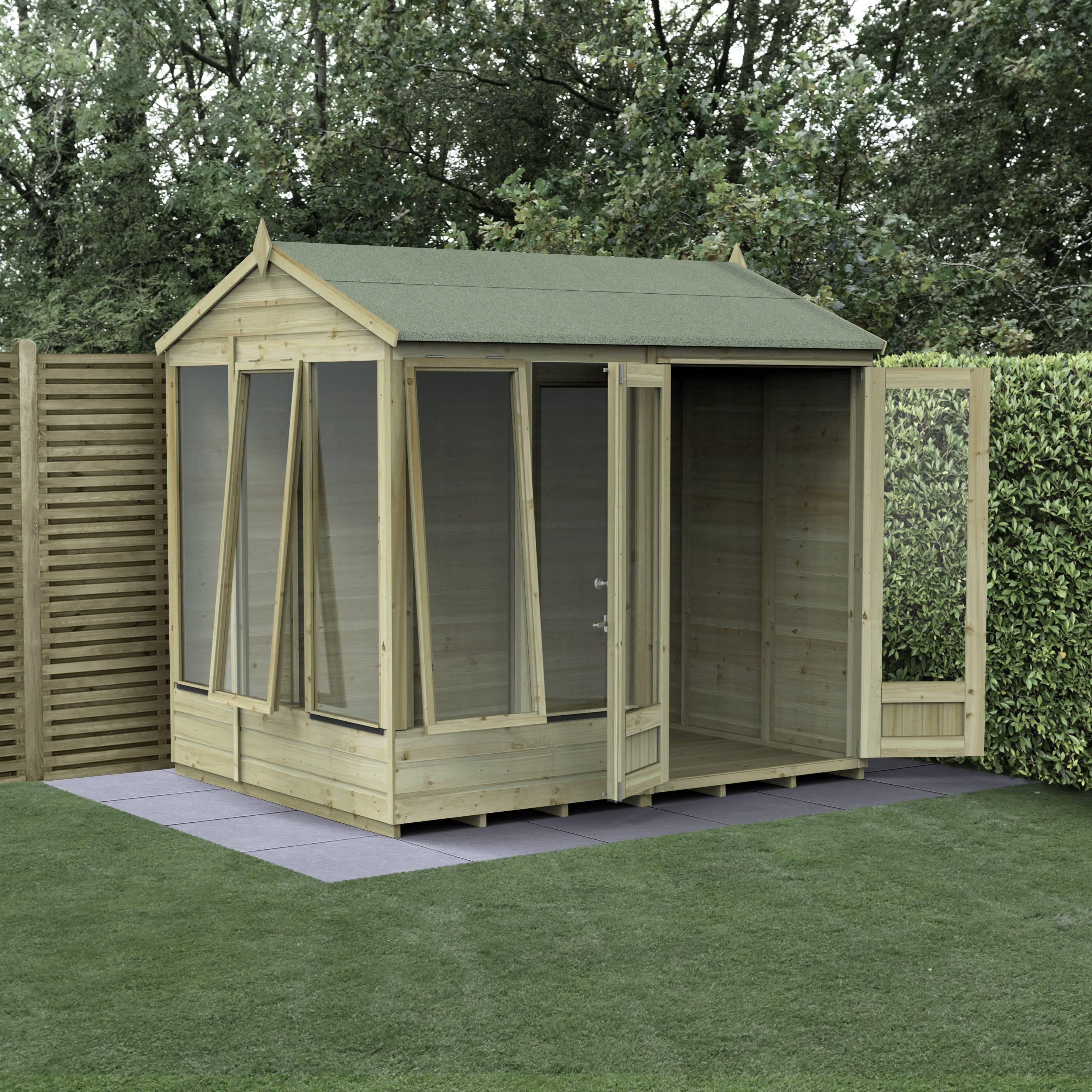 Beckwood Reverse Apex Double Door Summerhouse - 8ft x 6ft with Assembly