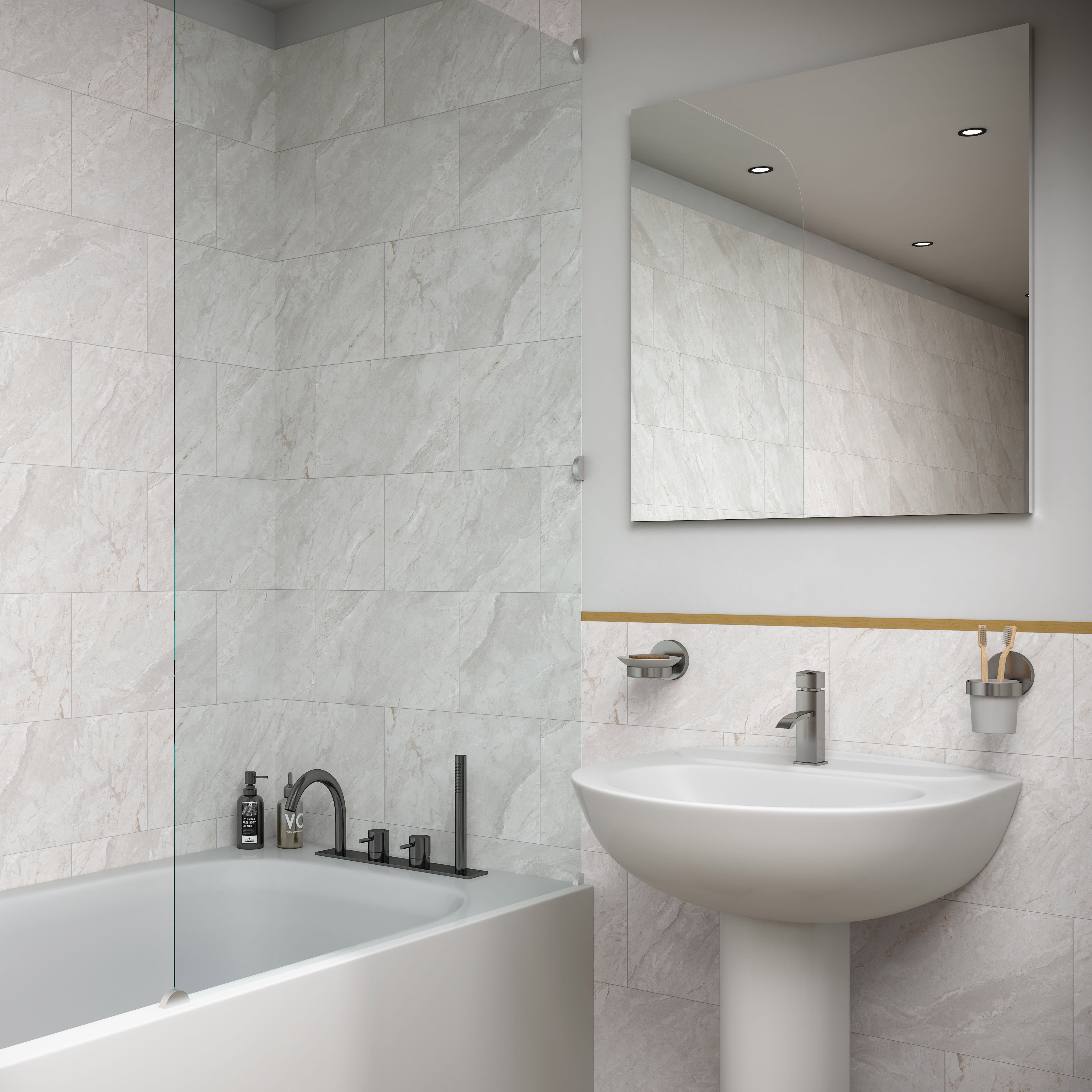 Wickes Torsten Greige Ceramic Wall Tile - 400 x 250mm