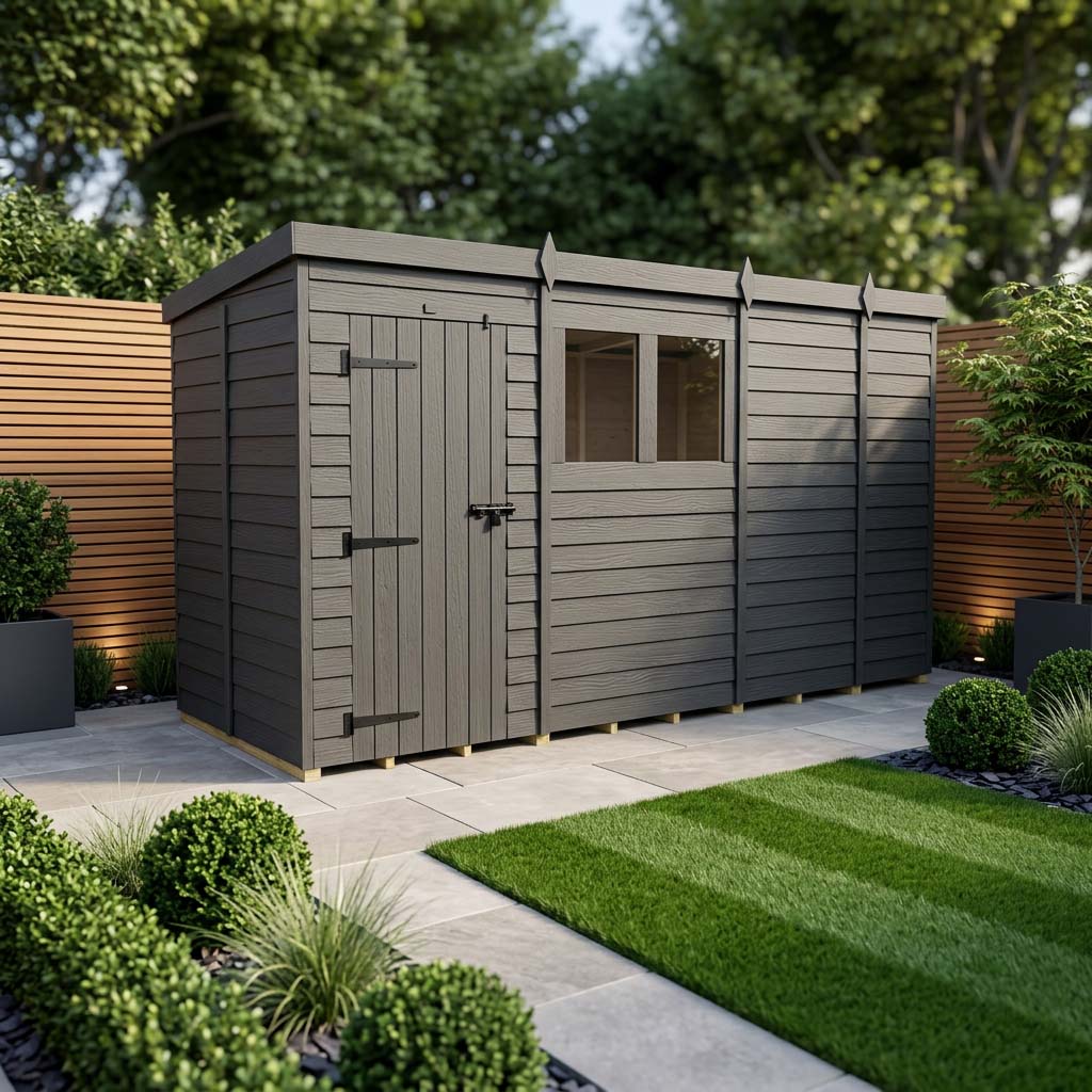 Diy Sheds Pent Roof Composite Garden Shed - 13ft X 5ft