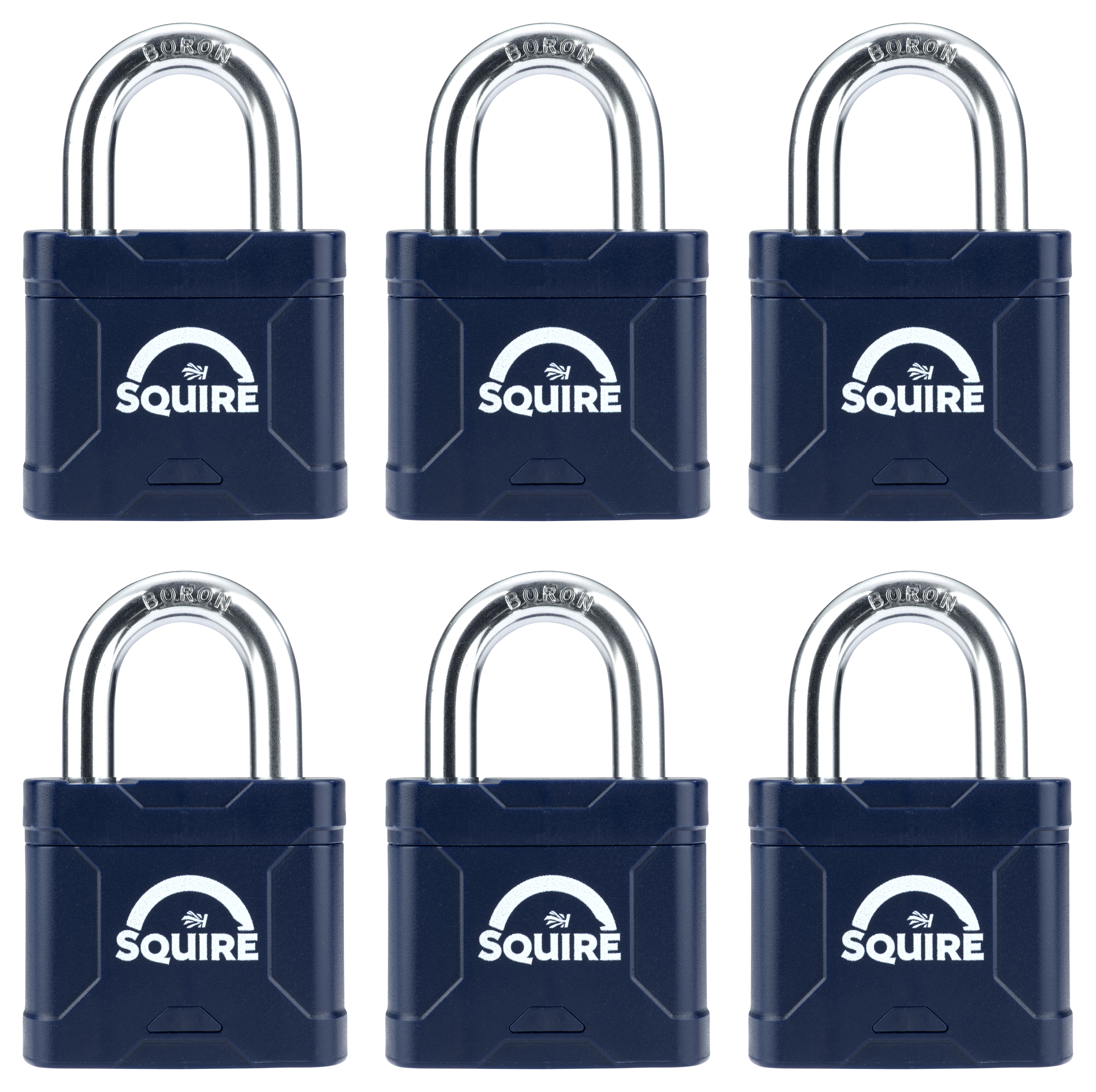 Squire Boron Shackle Laminated Keyed Alike Padlock - 45mm - Pack of 6