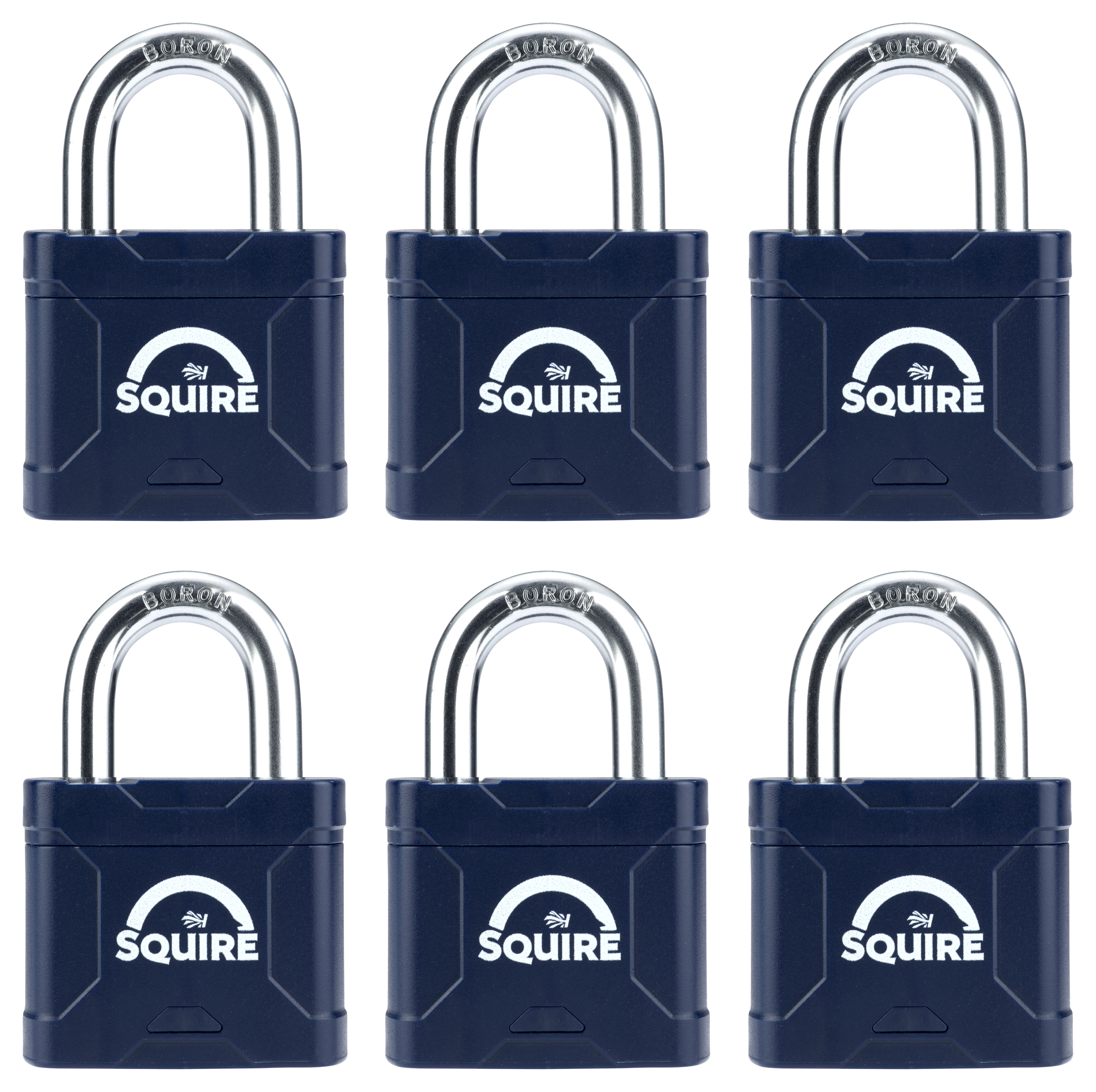 Squire Boron Shackle Laminated Keyed Alike Padlock - 45mm - Pack of 6
